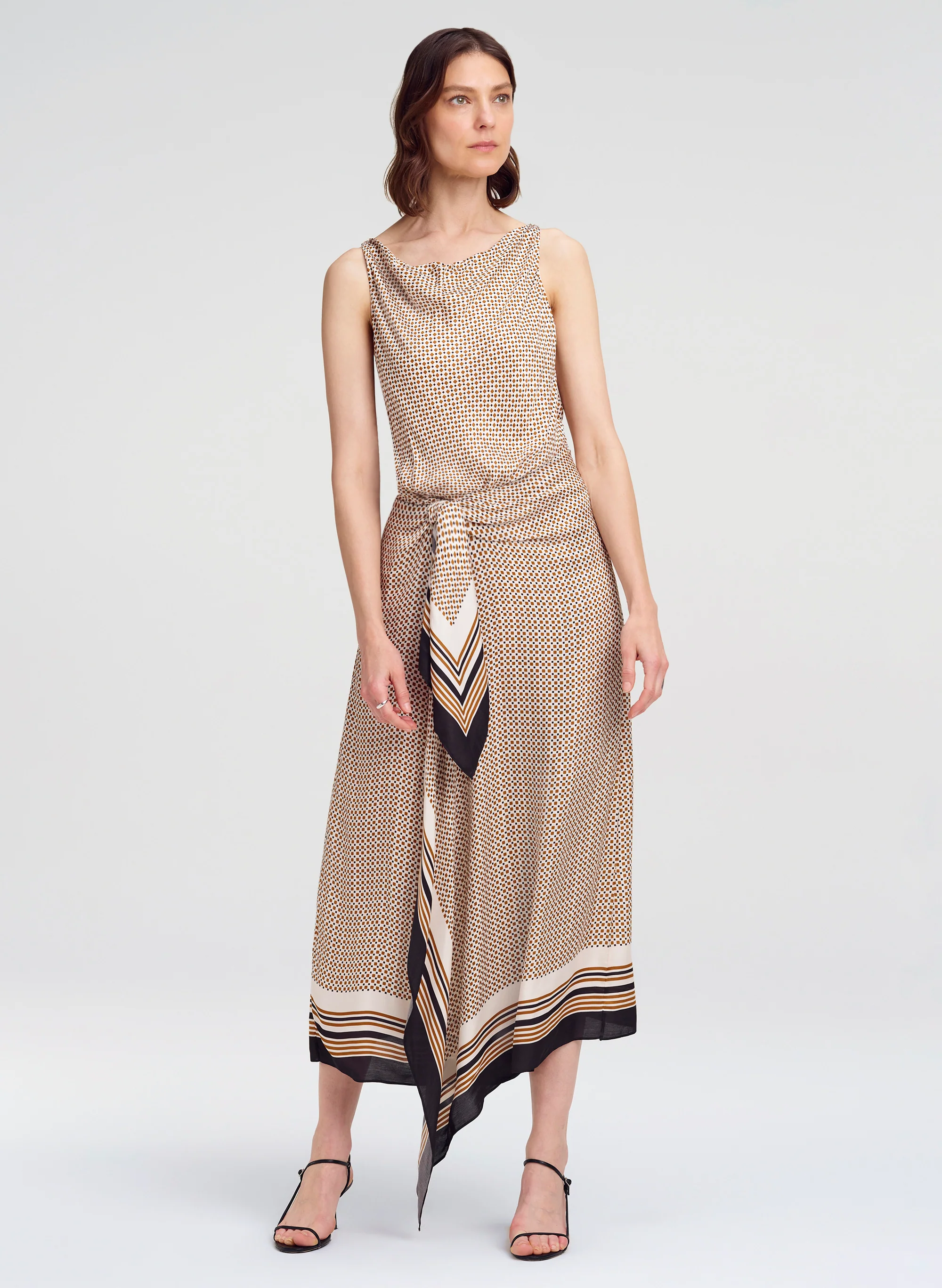 Aliana Scarf Print Midi Dress