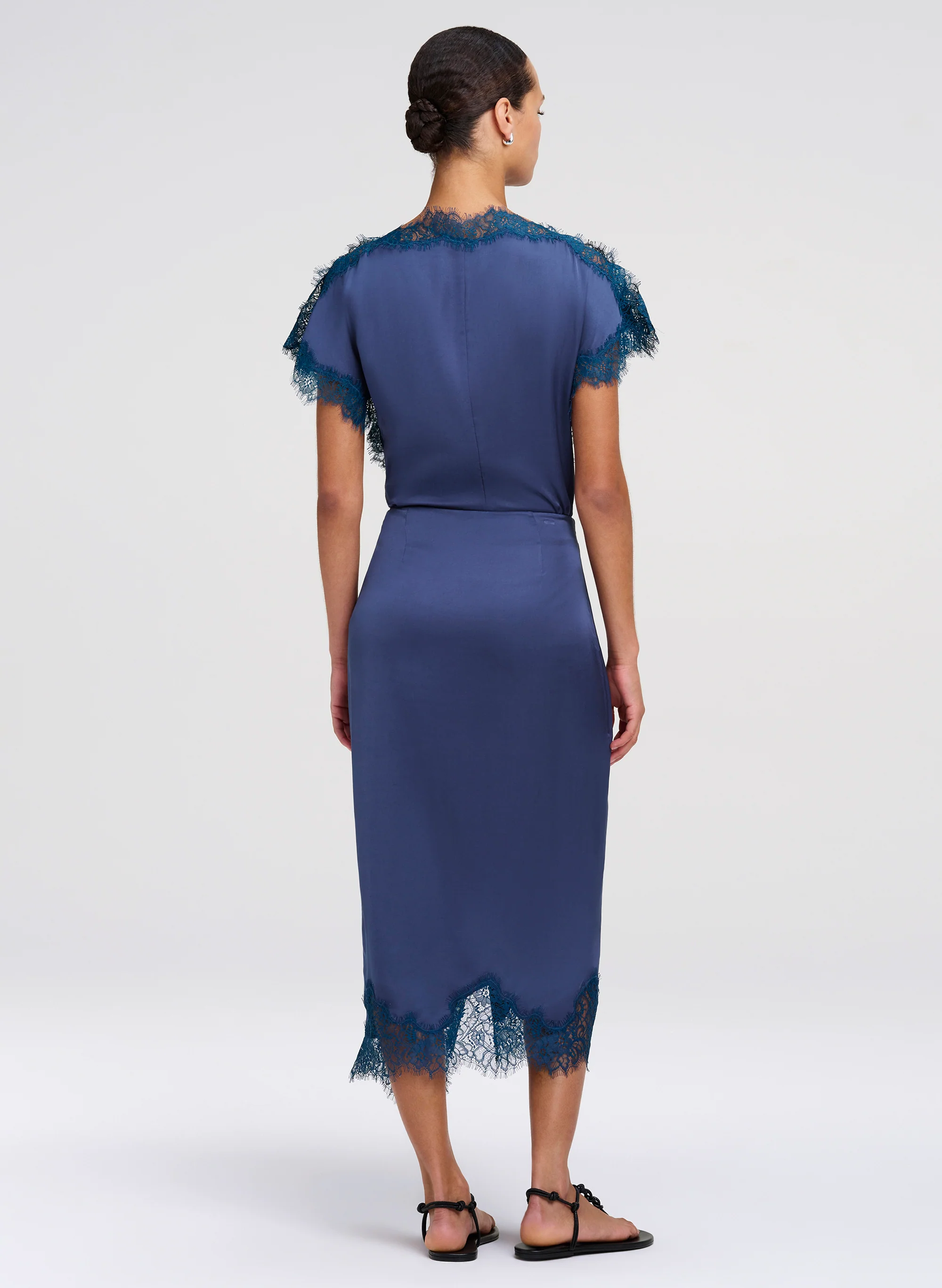 Bree Satin and Lace Midi Skirt - Image 4