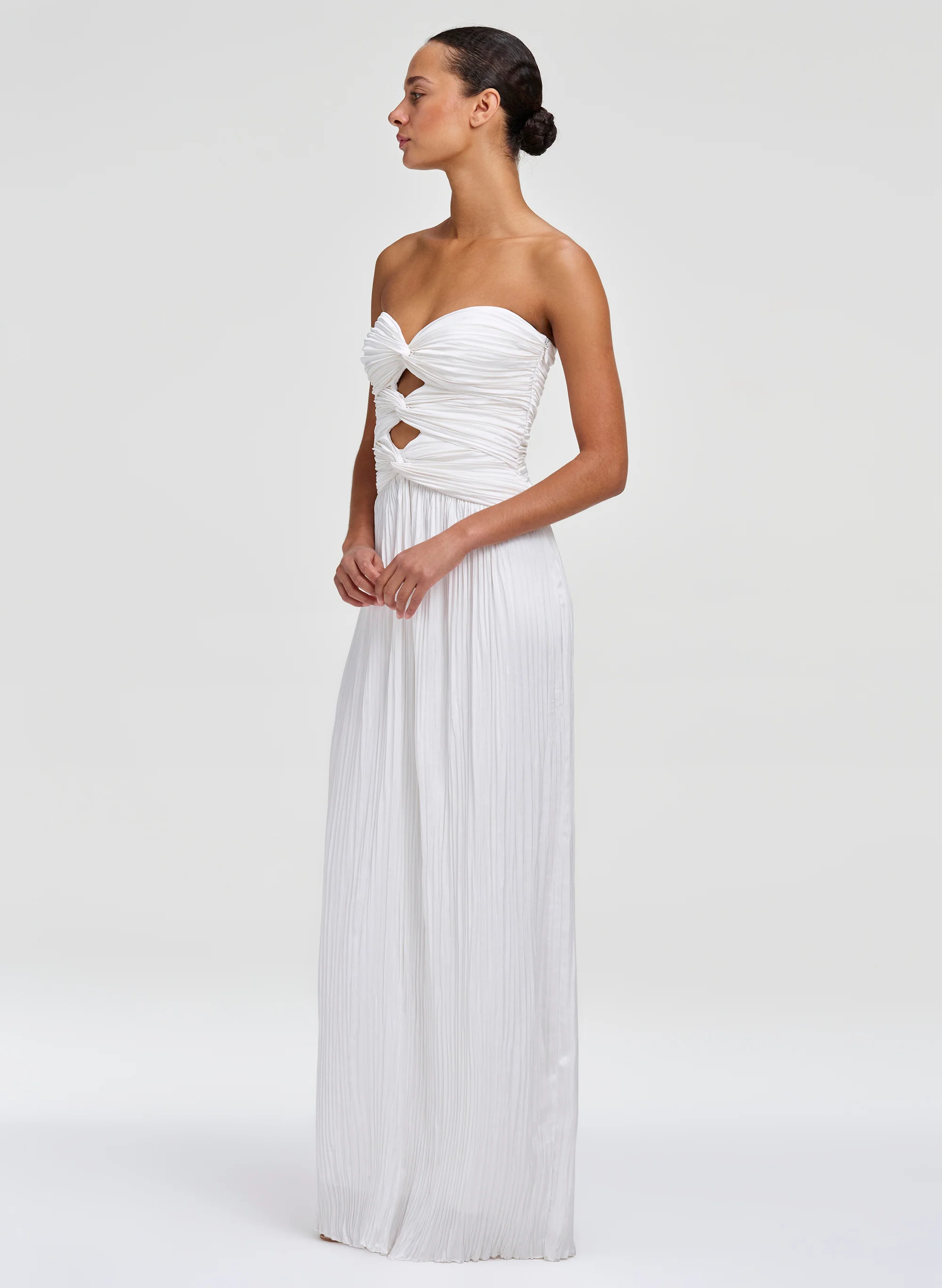 Brynn Strapless Pleated Satin Maxi Dress - Image 3