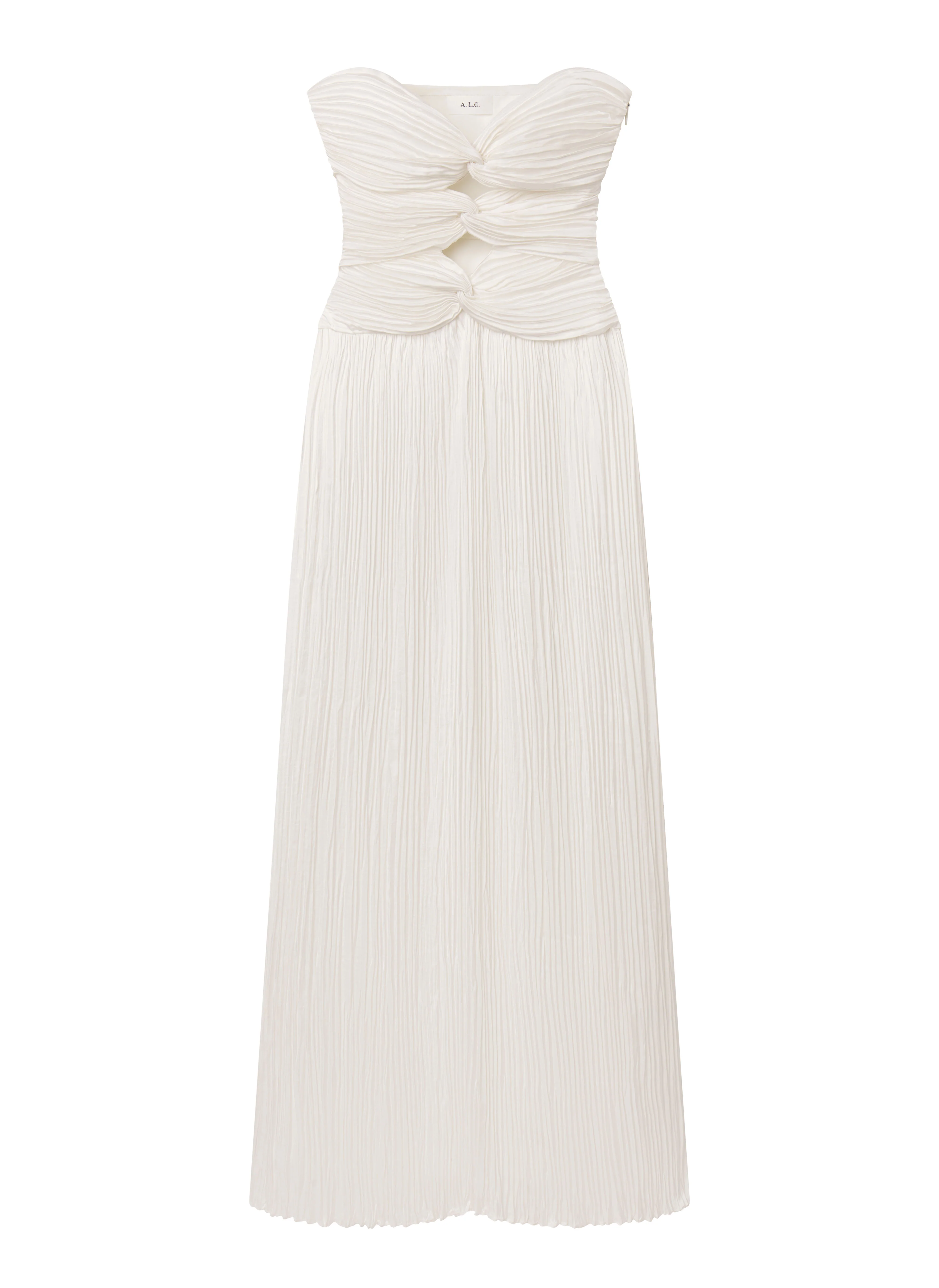 Brynn Strapless Pleated Satin Maxi Dress - Image 5