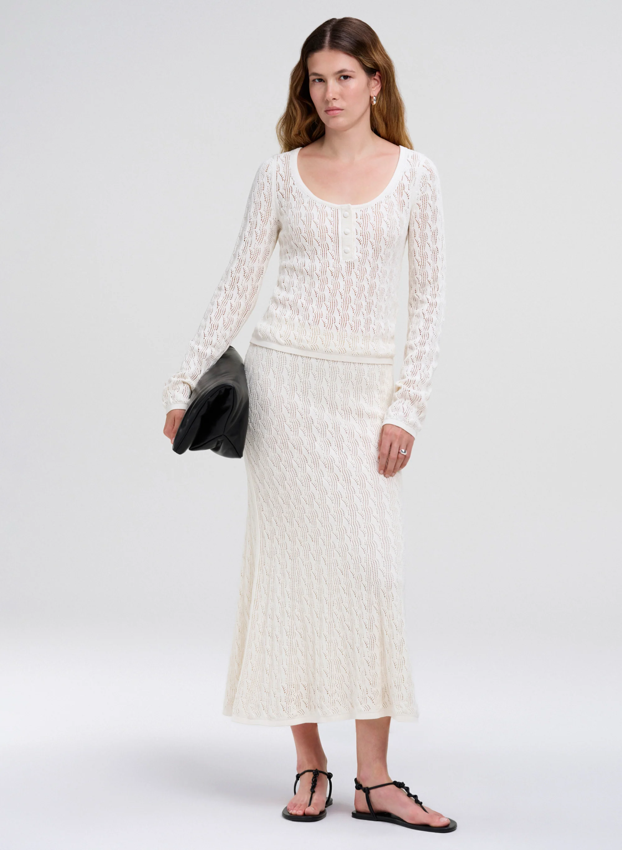 Cynthia Silk Cotton Knit Midi Skirt