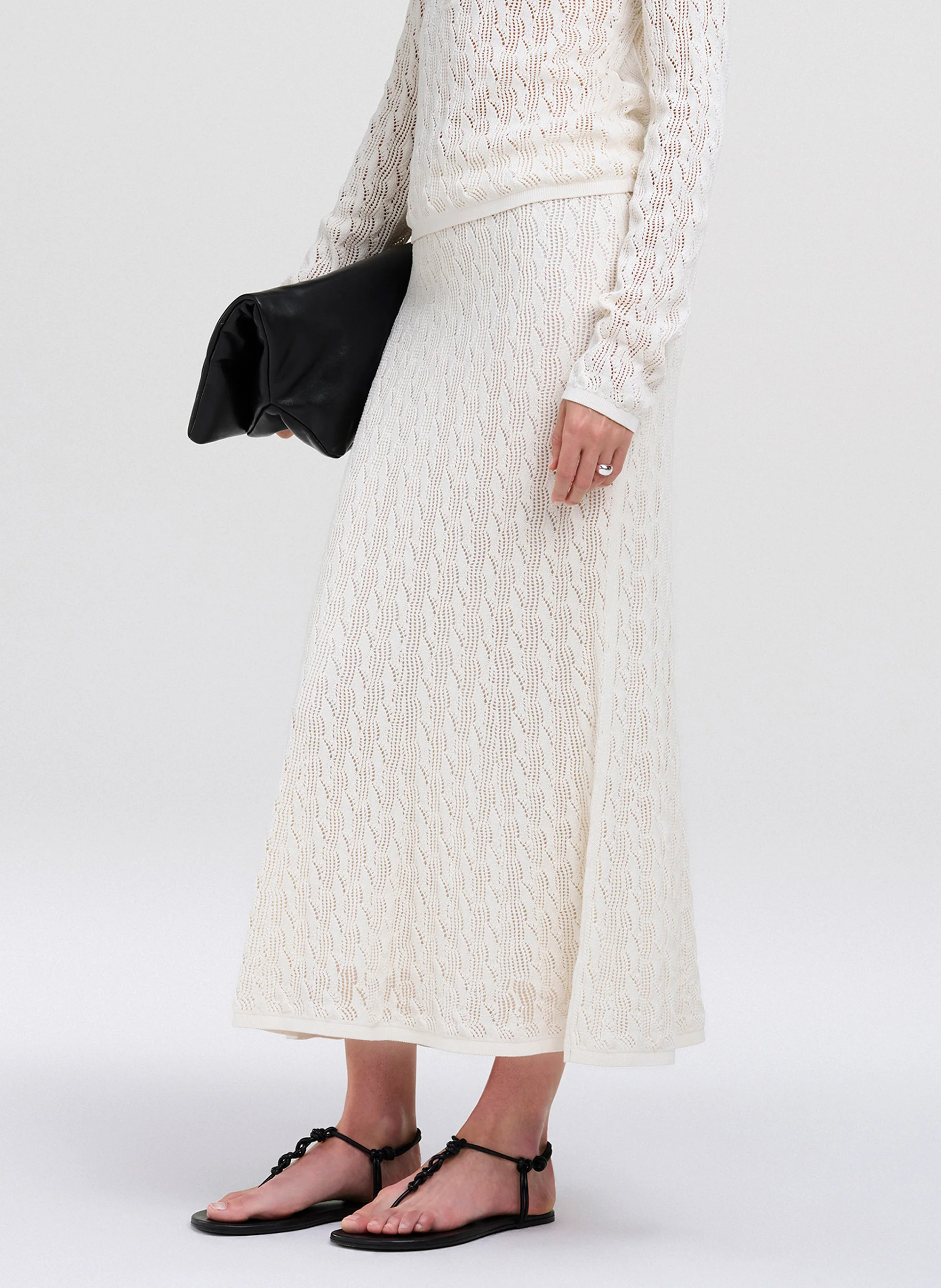 Cynthia Silk Cotton Knit Midi Skirt - Image 3