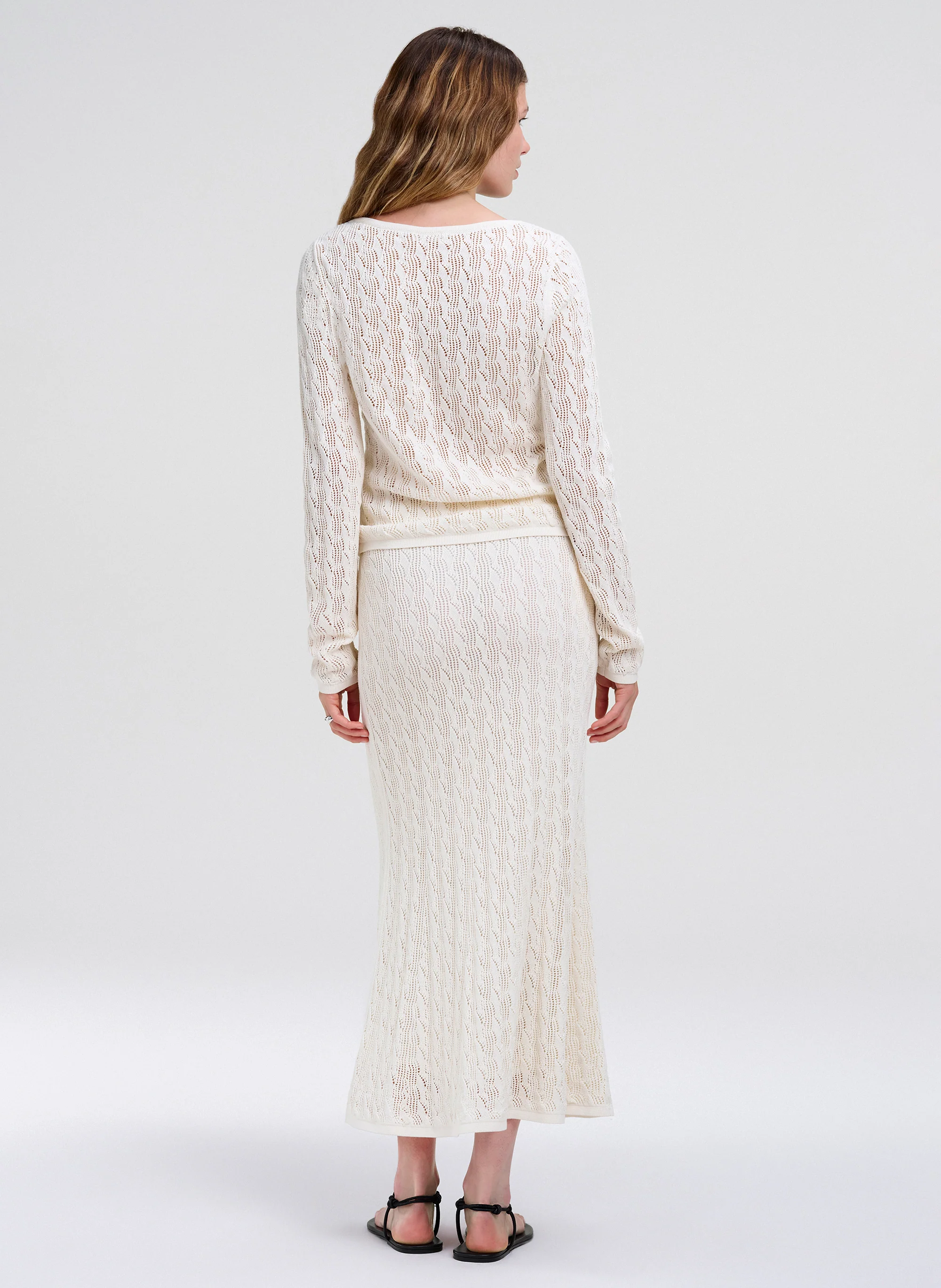 Cynthia Silk Cotton Knit Midi Skirt - Image 4