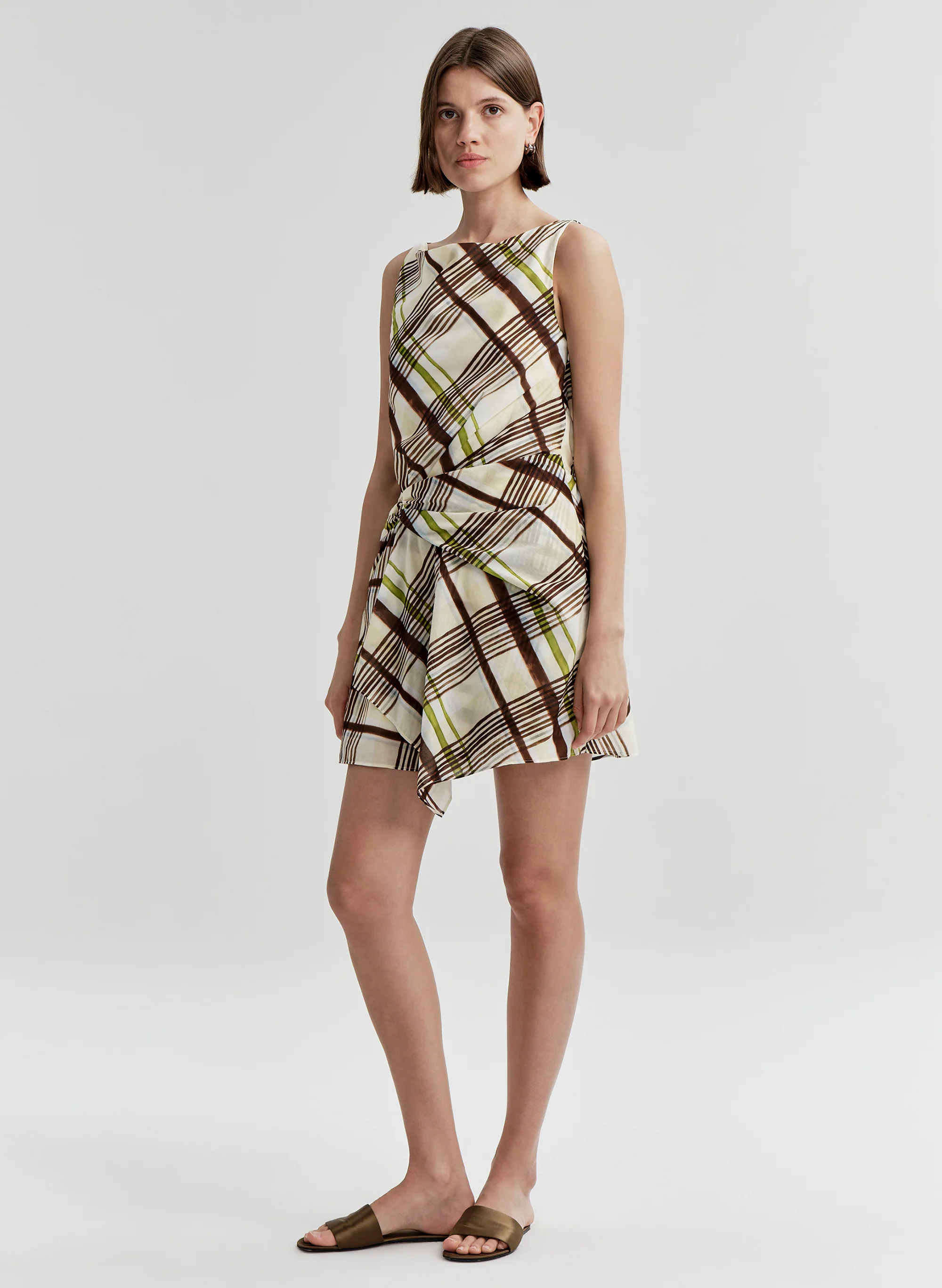 Dea Plaid Cotton Mini Dress - Image 4