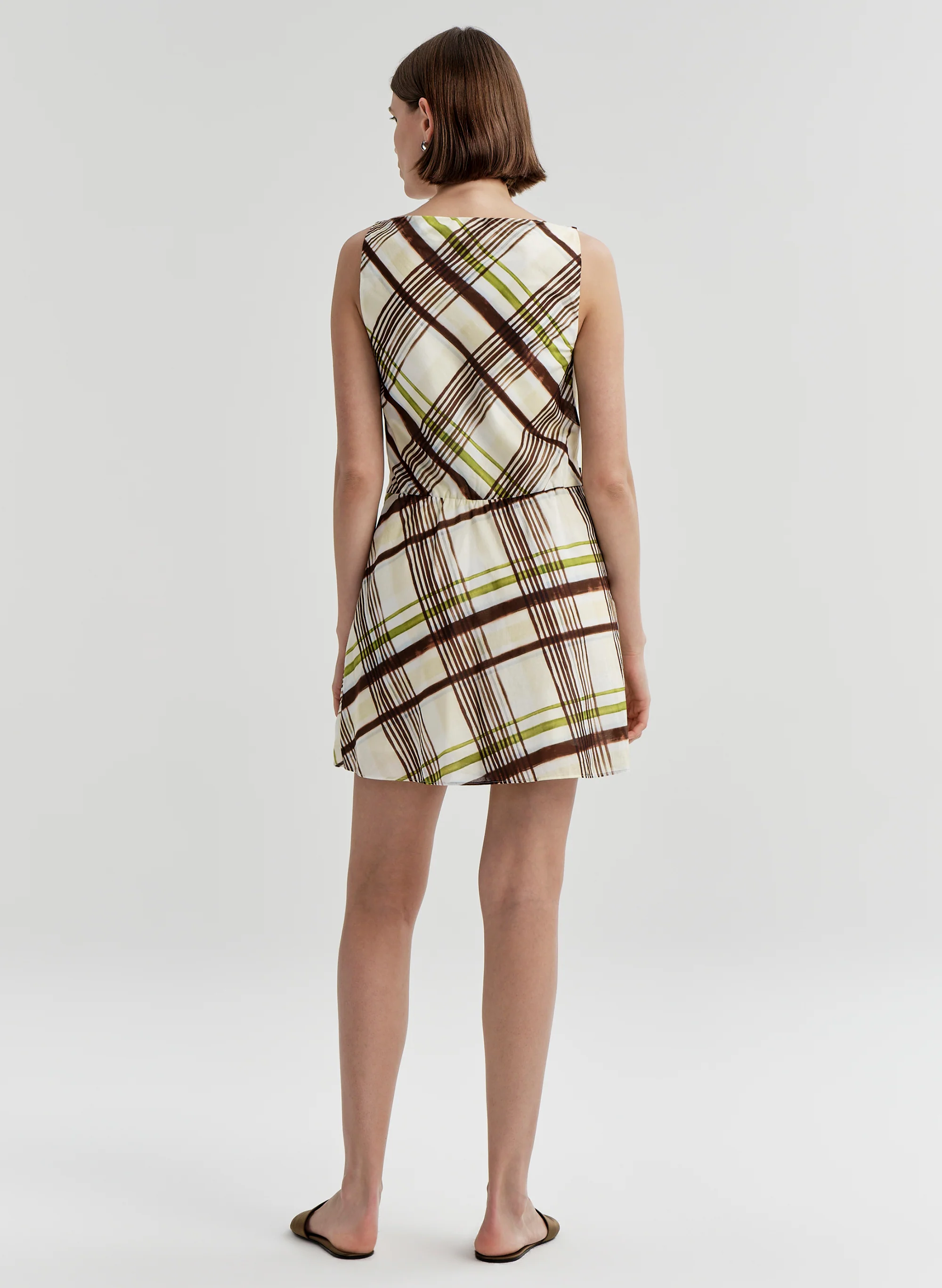 Dea Plaid Cotton Mini Dress - Image 5