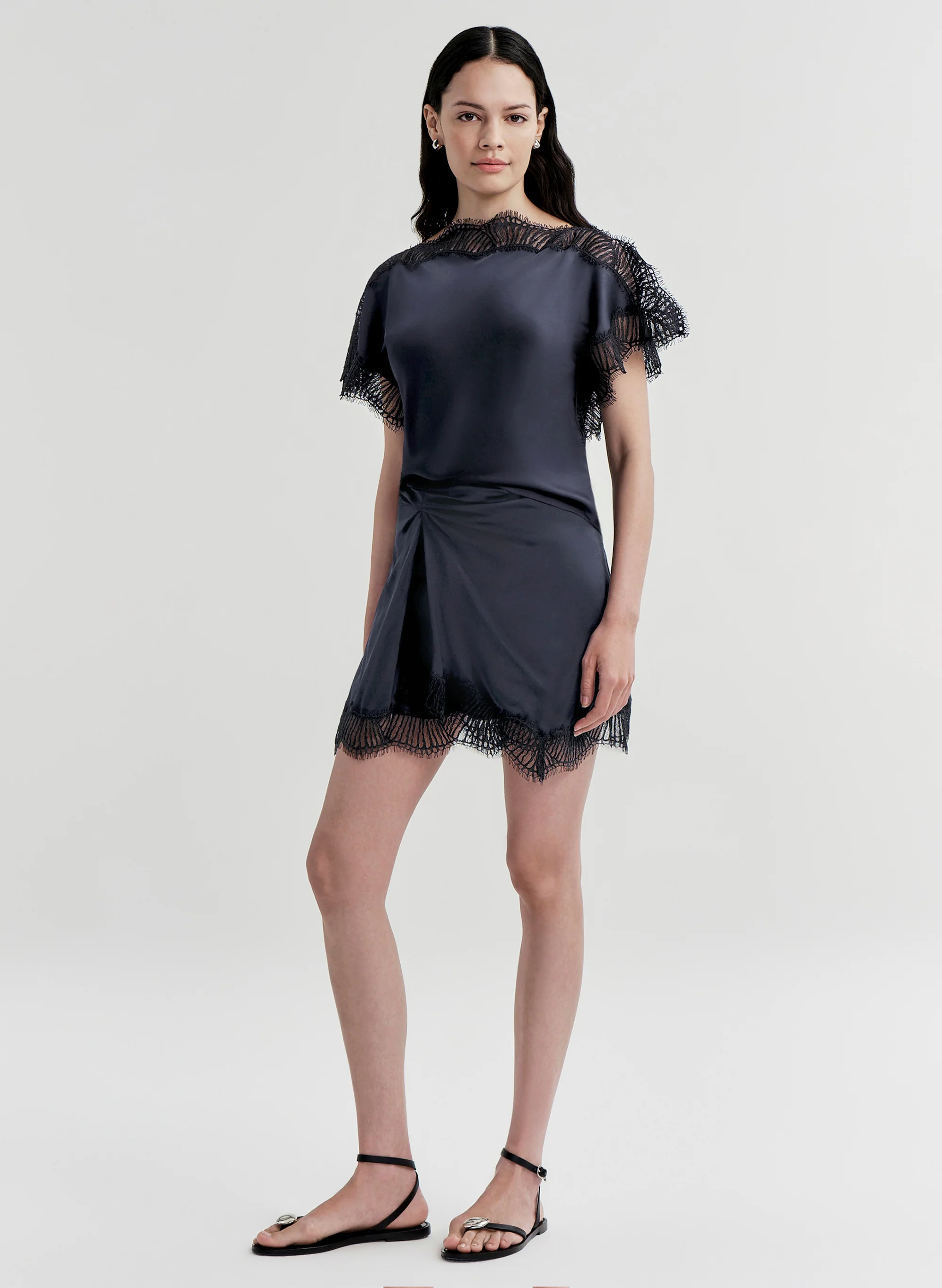 Dion Satin and Lace Mini Skirt - Image 4