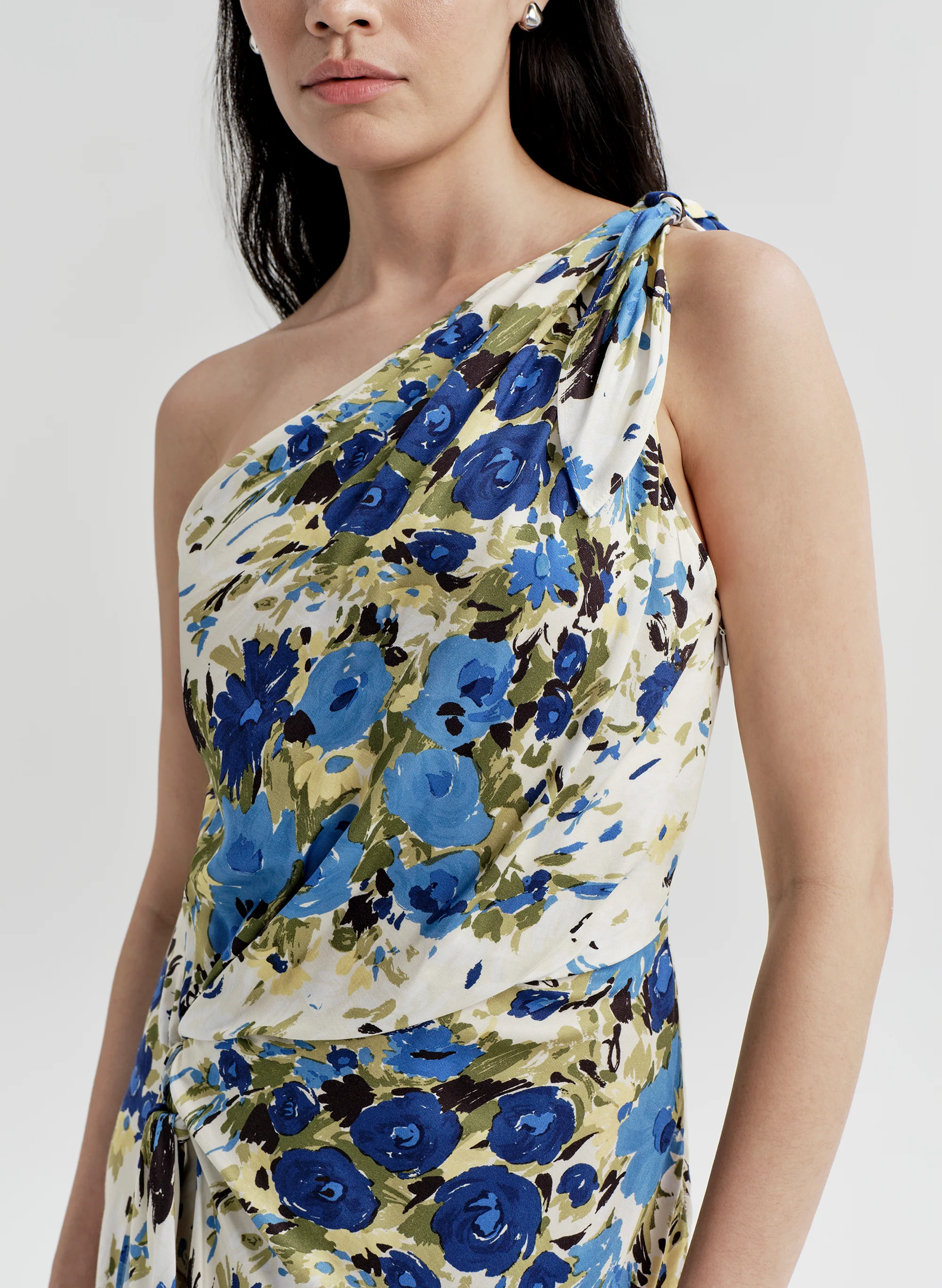 Elliana Floral One Shoulder Midi Dress - Image 2