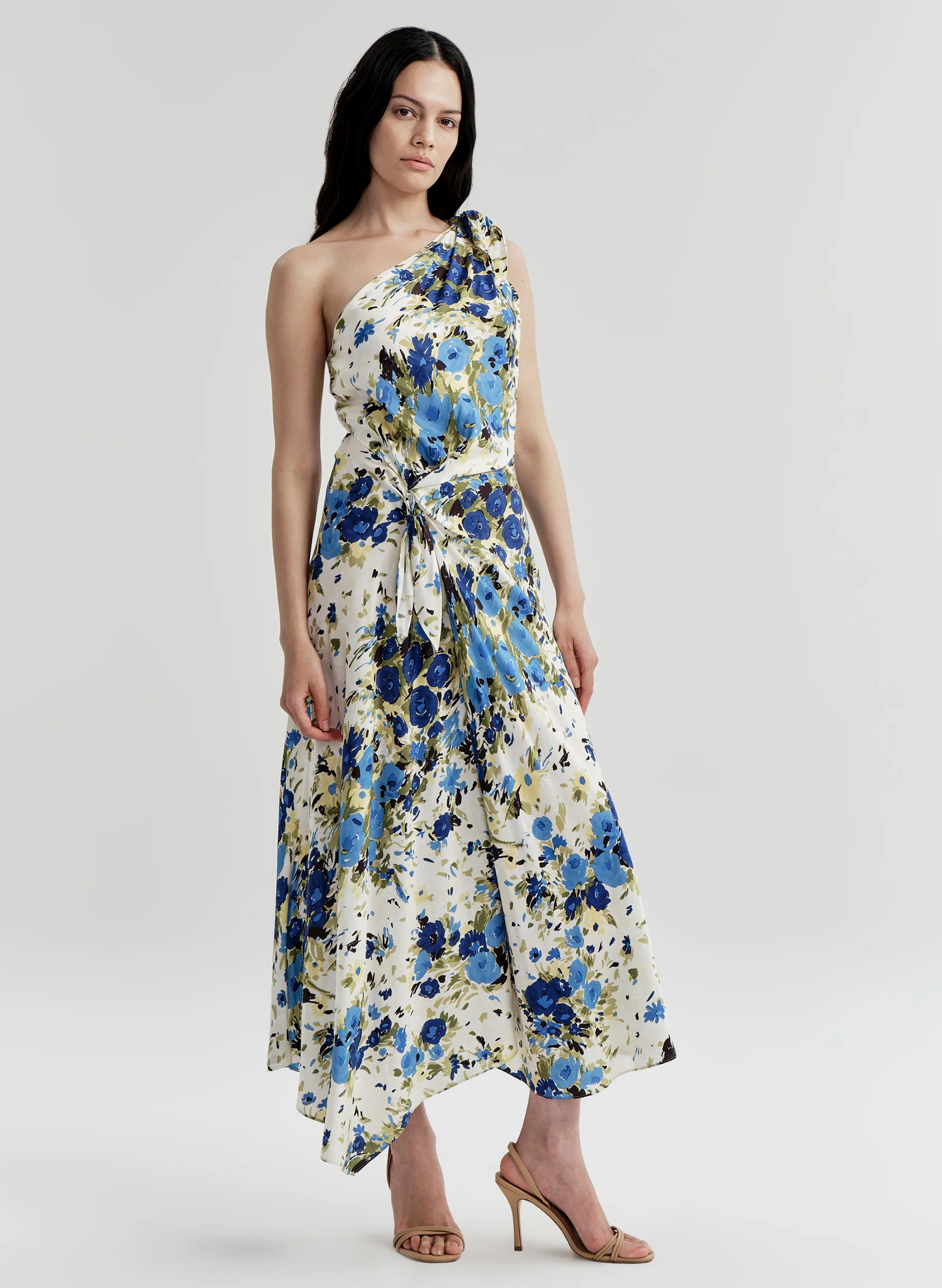 Elliana Floral One Shoulder Midi Dress - Image 3