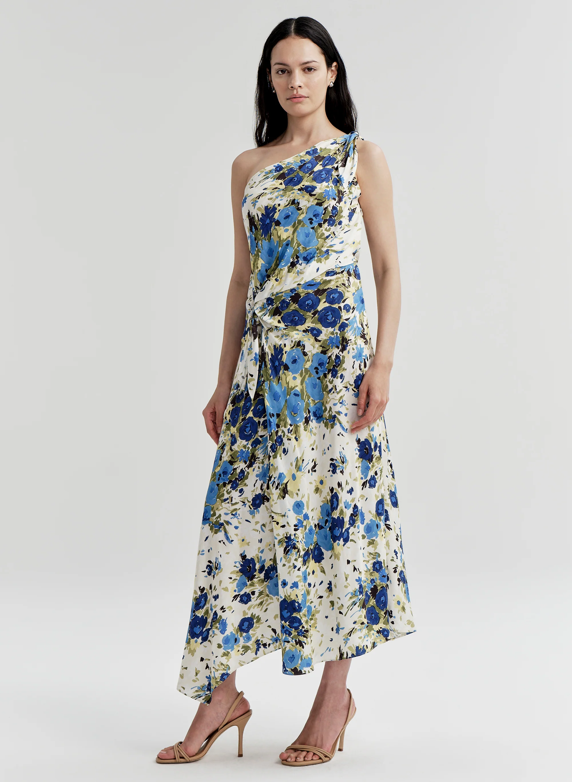 Elliana Floral One Shoulder Midi Dress - Image 4