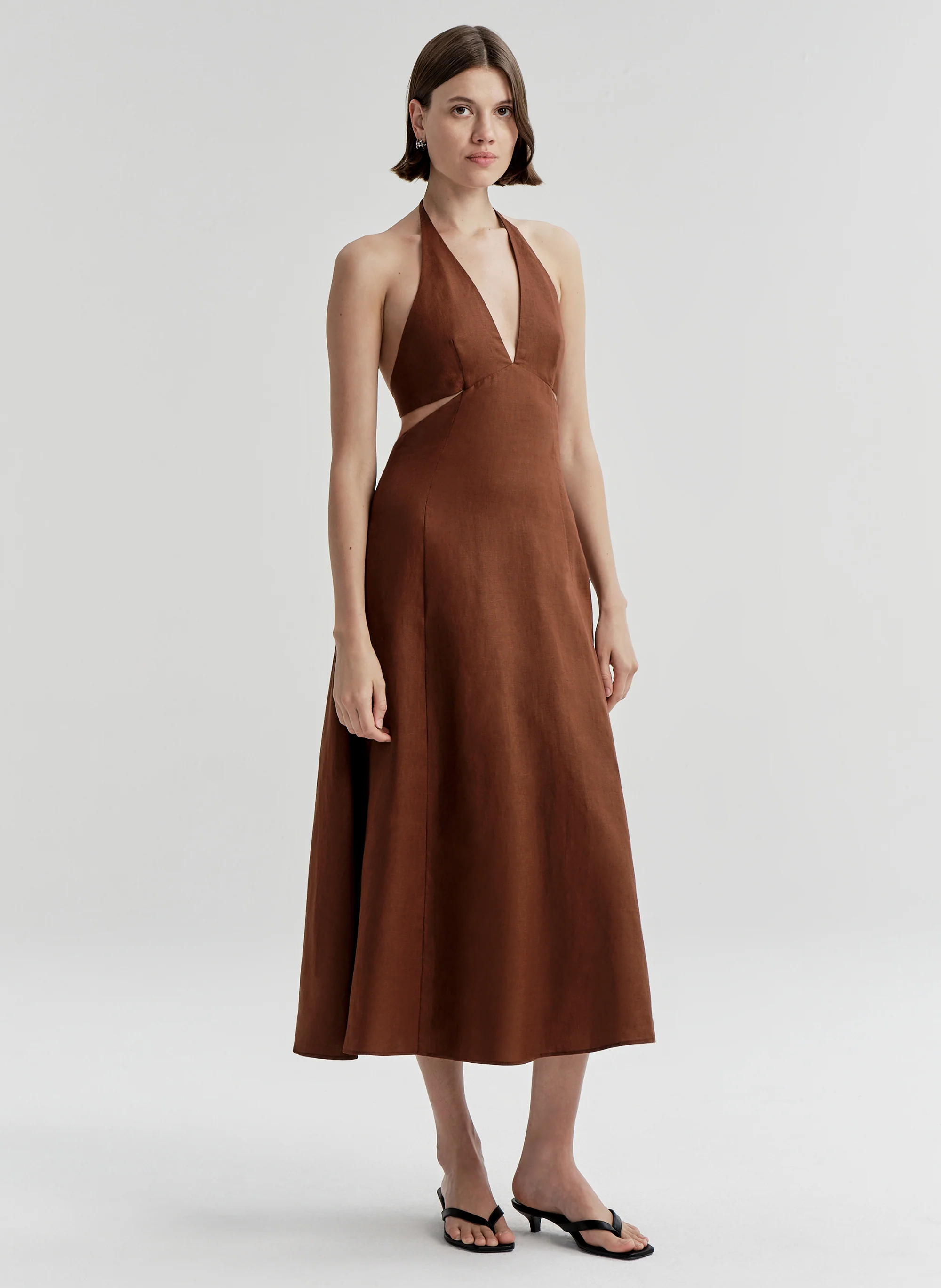 Evelena Tie-Back Linen Midi Dress - Image 5