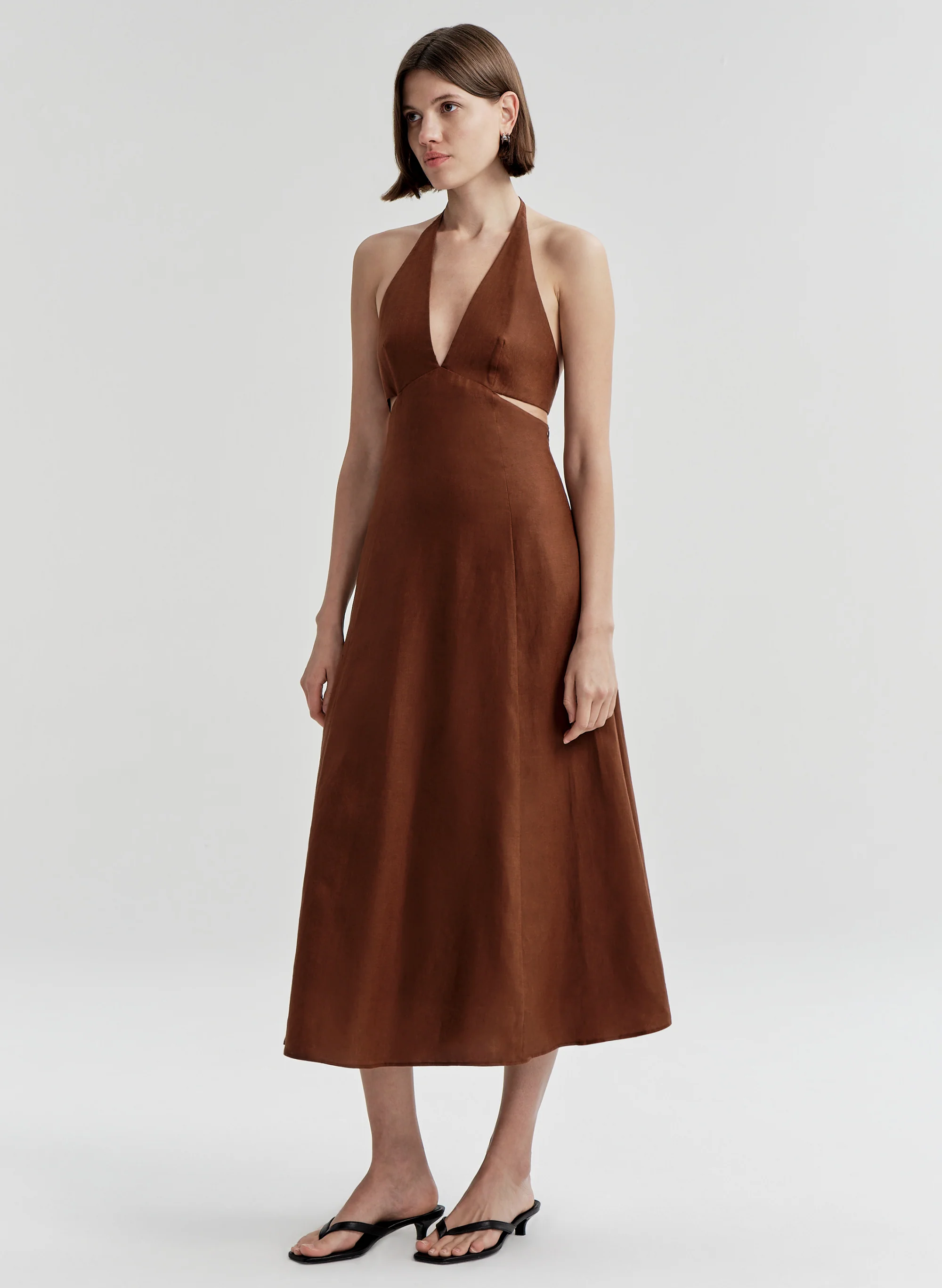 Evelena Tie-Back Linen Midi Dress - Image 6