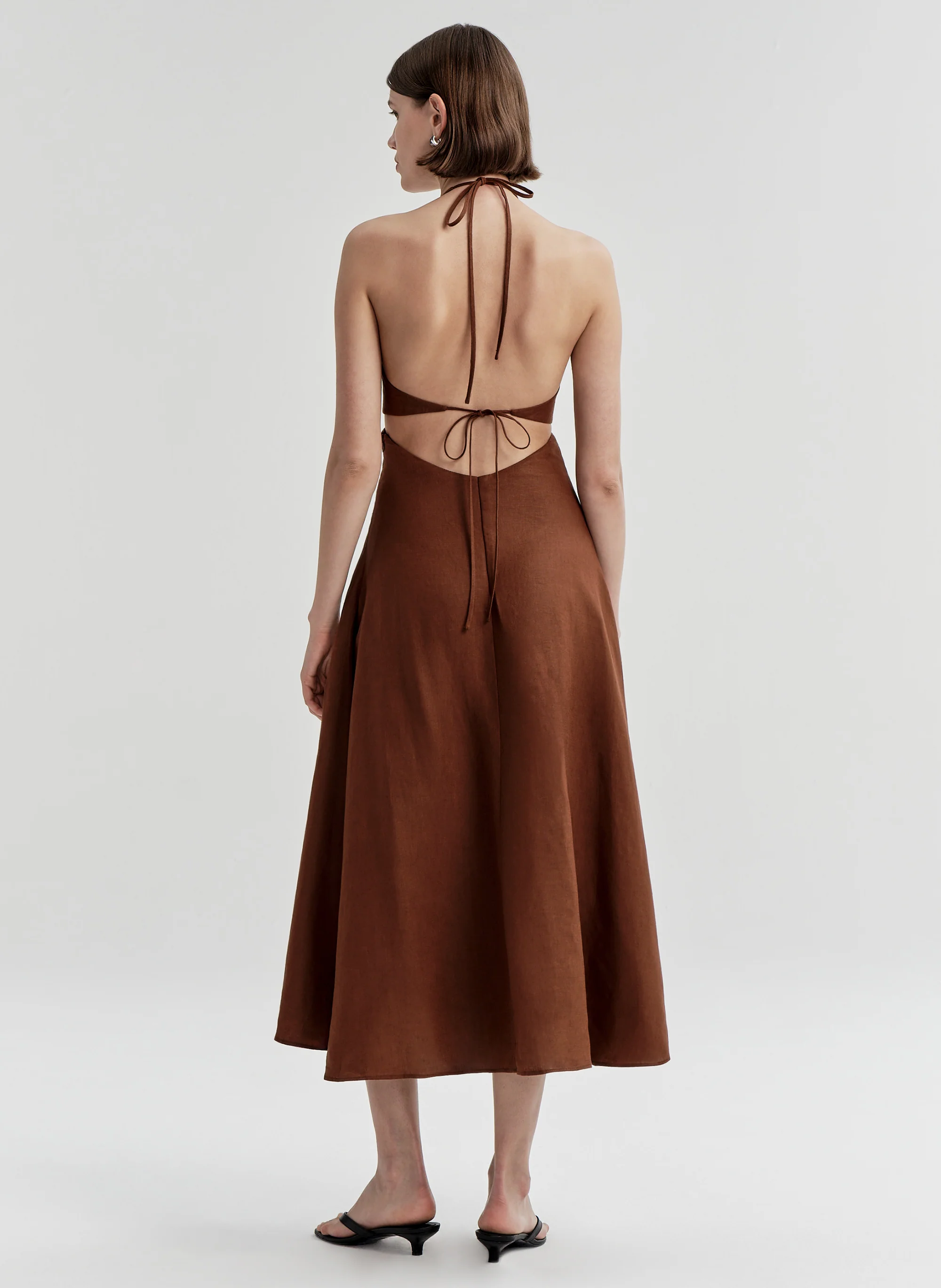 Evelena Tie-Back Linen Midi Dress - Image 7