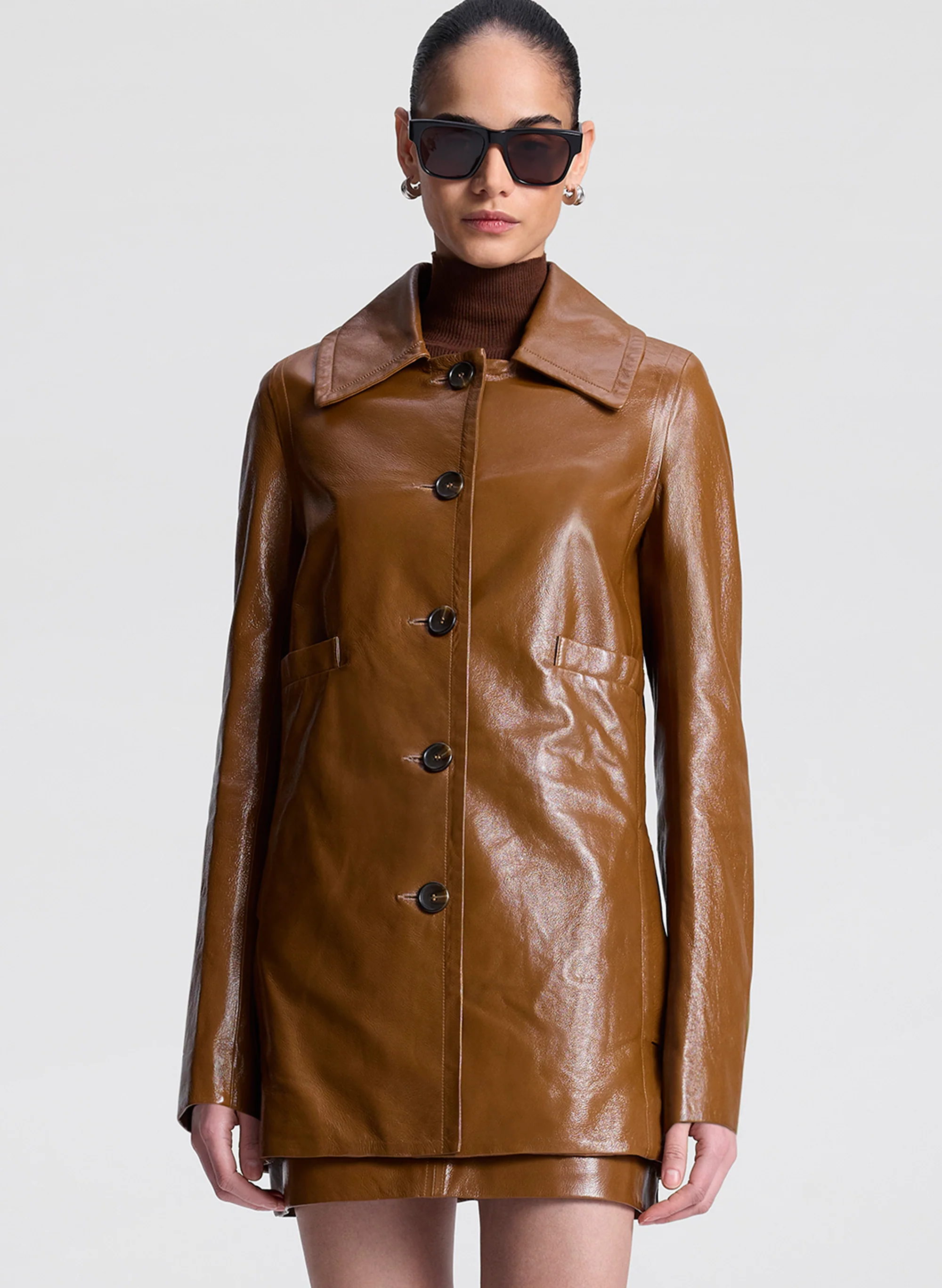 Ghia Glossy Leather Jacket