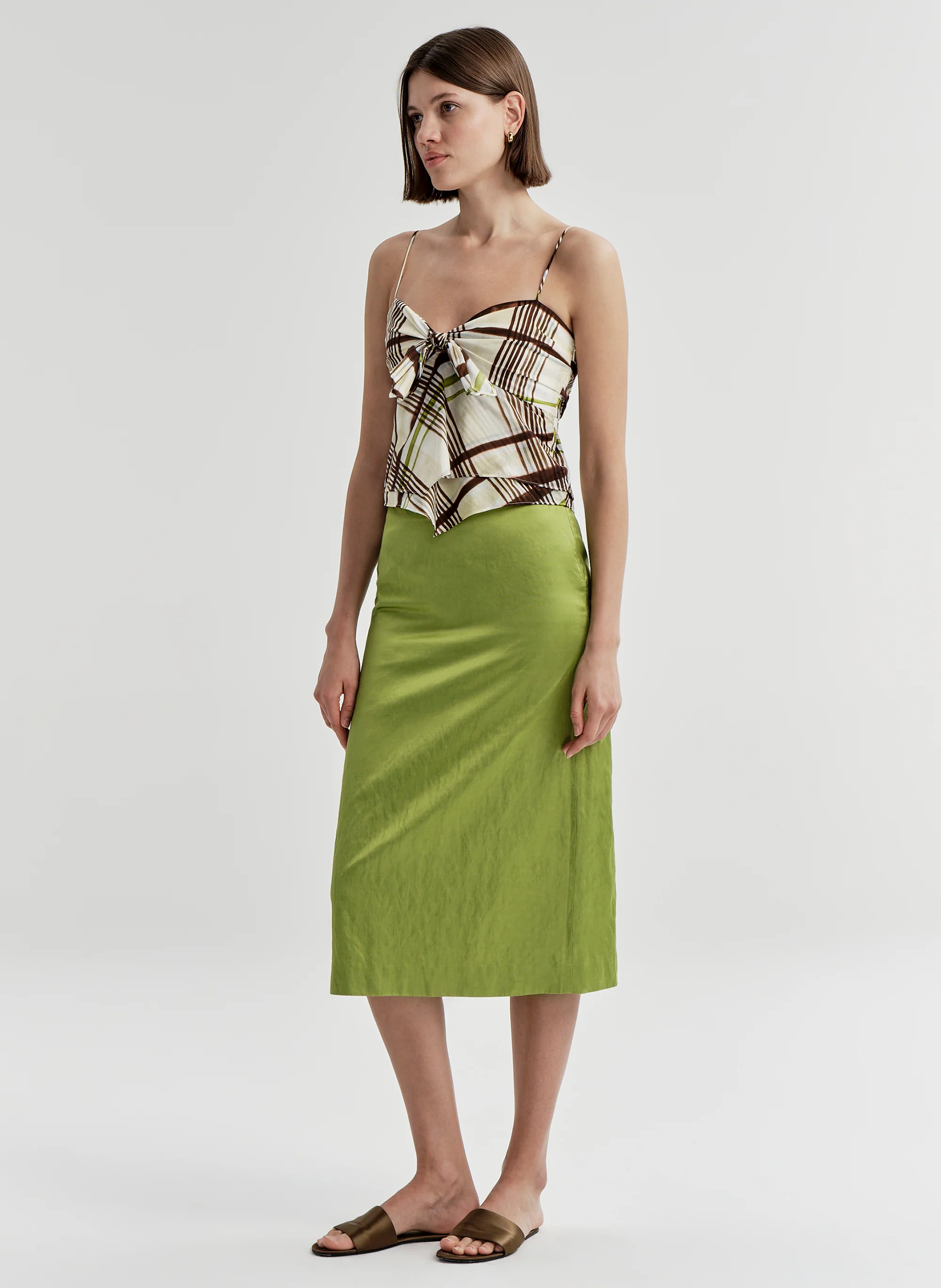 Hailey Plaid Cotton Tie Front Top - Image 4