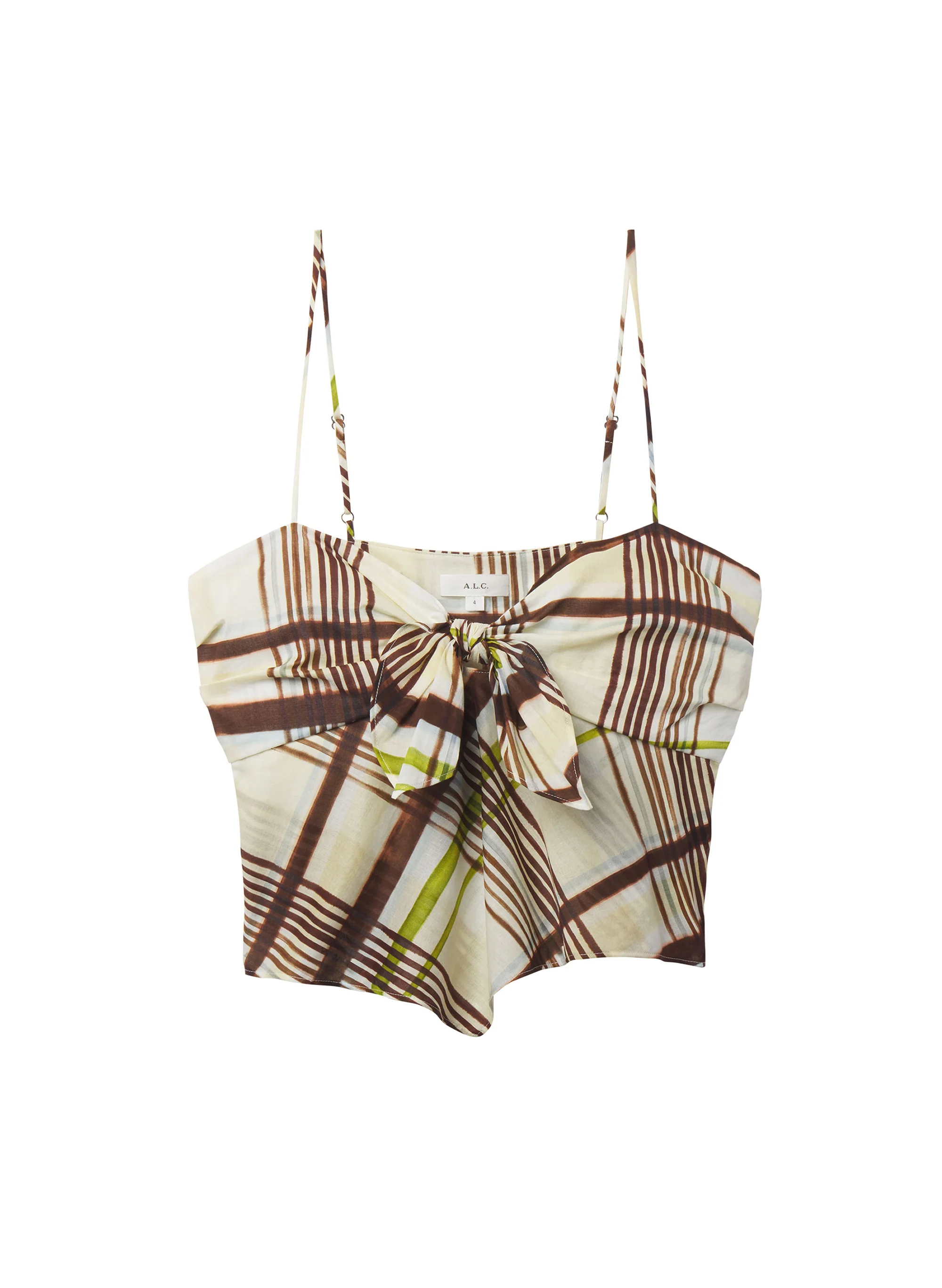 Hailey Plaid Cotton Tie Front Top - Image 6