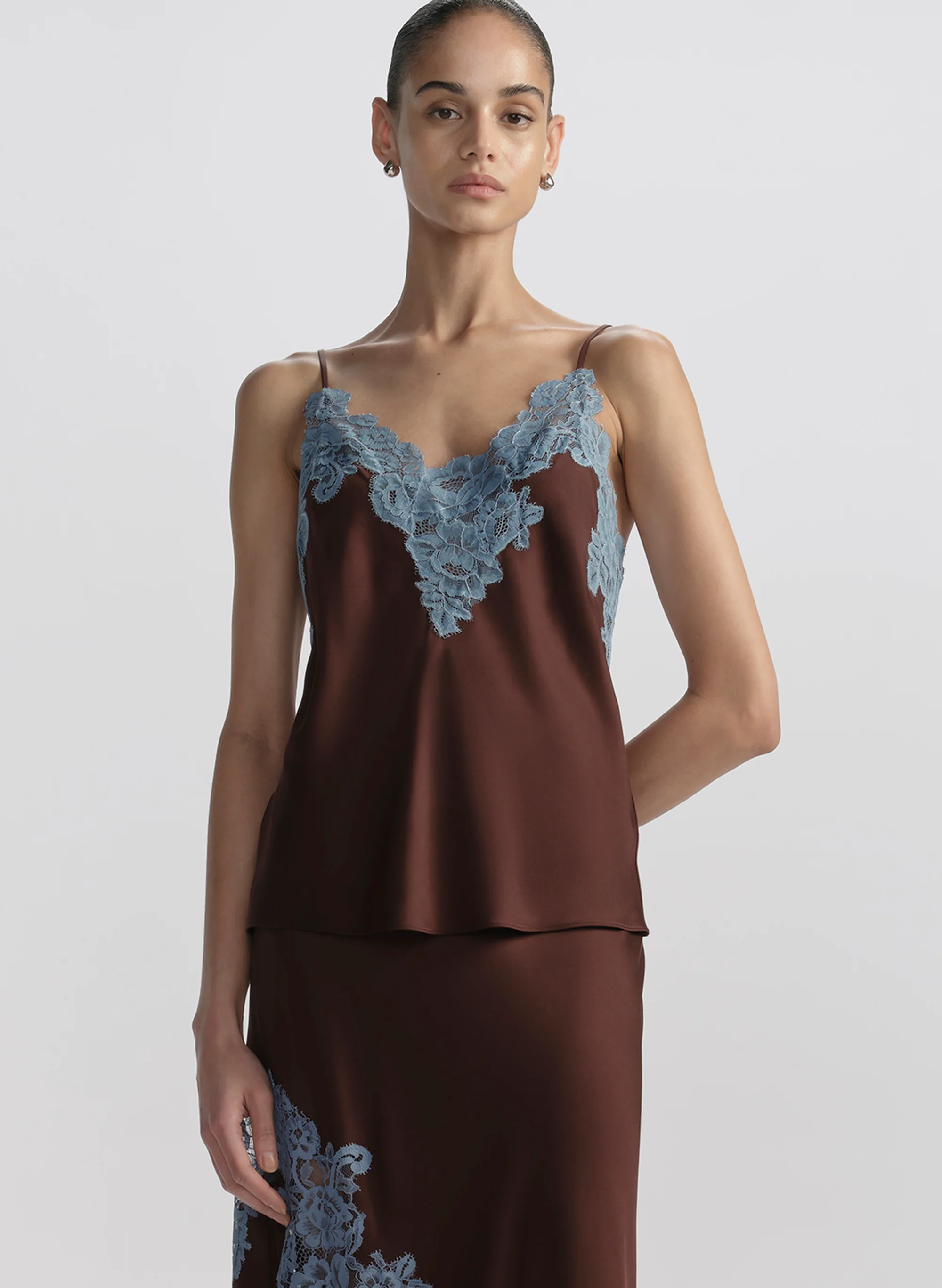 Hana Satin and Lace Camisole Top