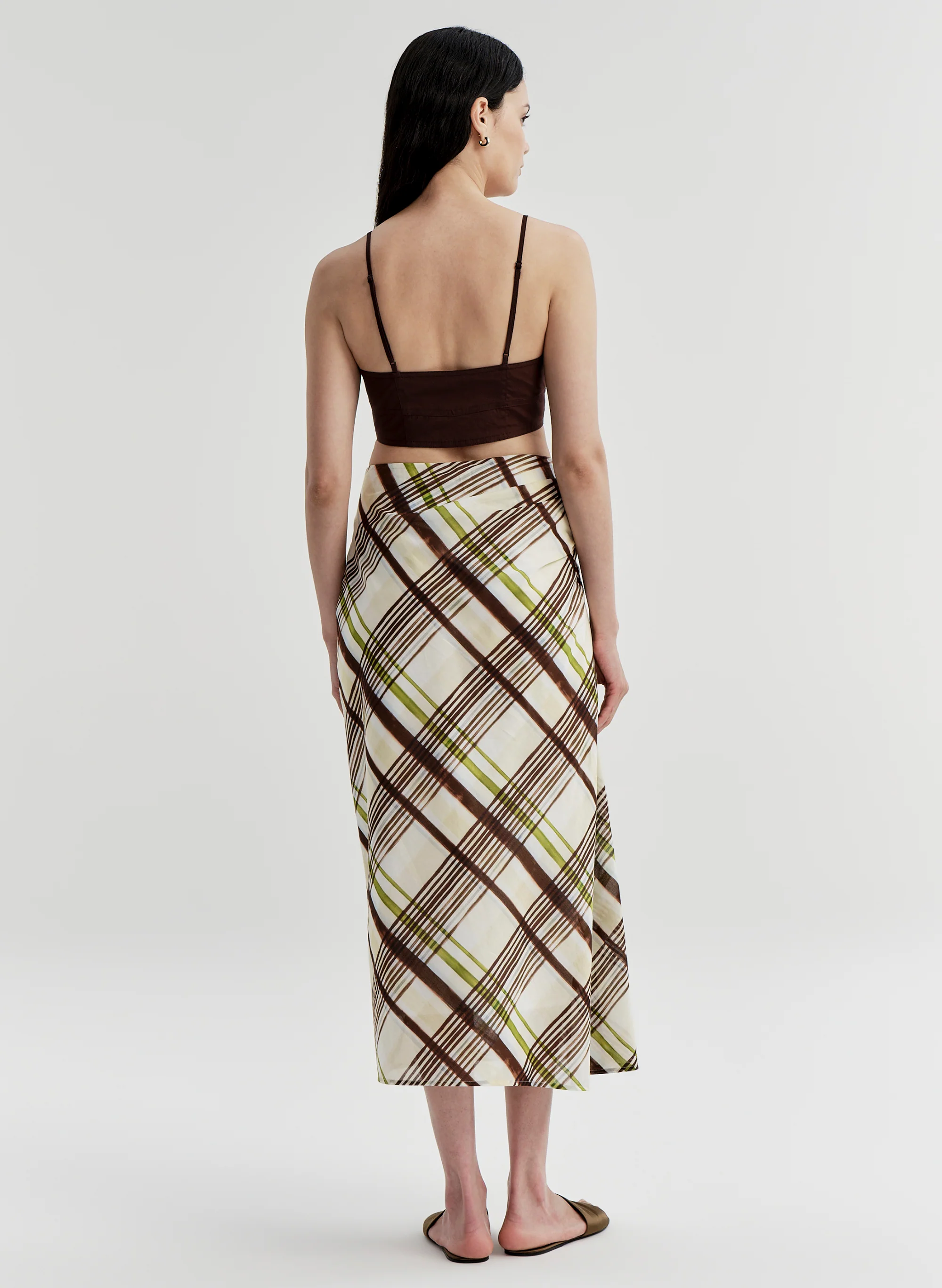 Jean Plaid Cotton Midi Skirt - Image 6