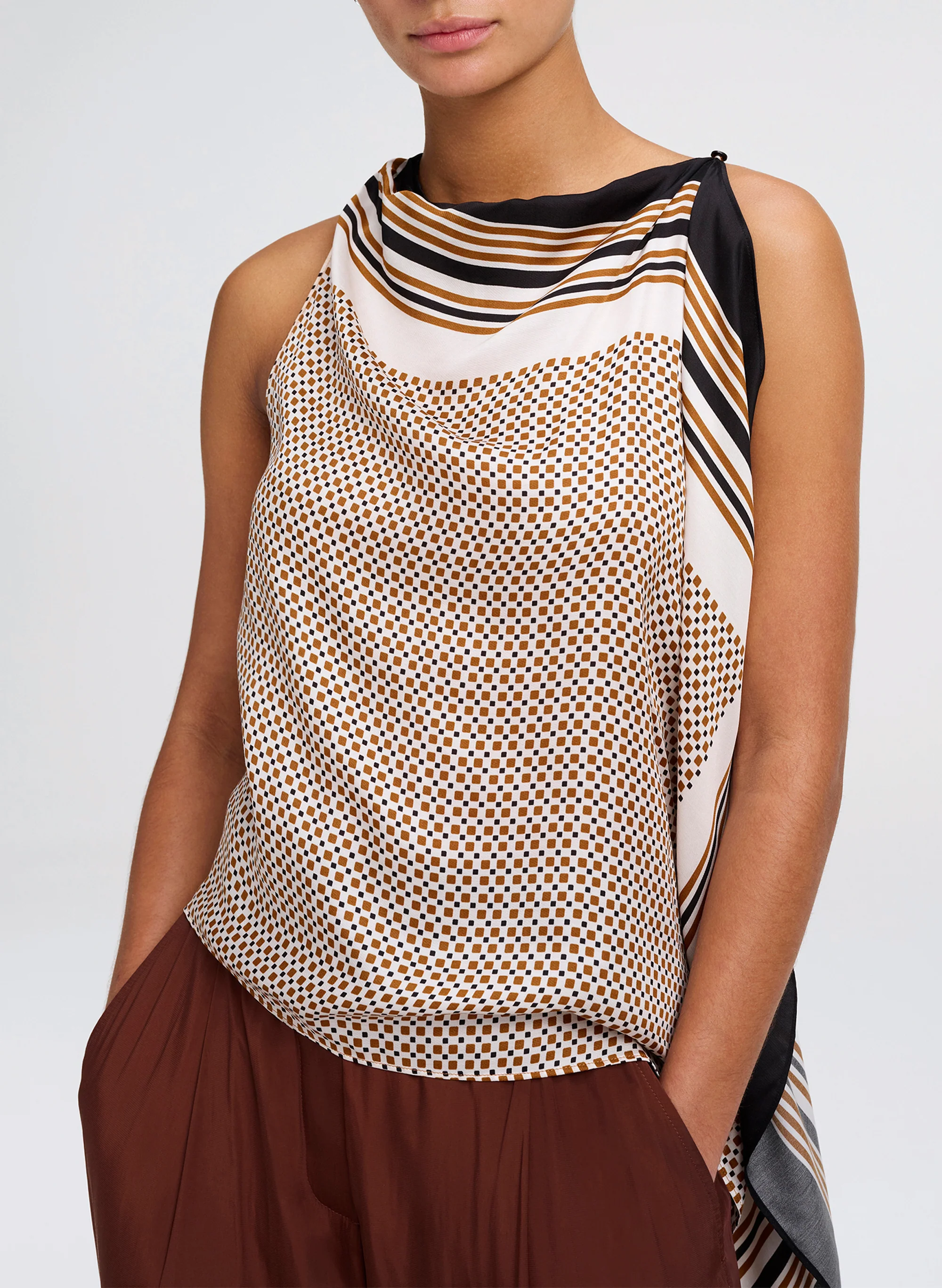 Kit Scarf Print Asymmetric Top - Image 2
