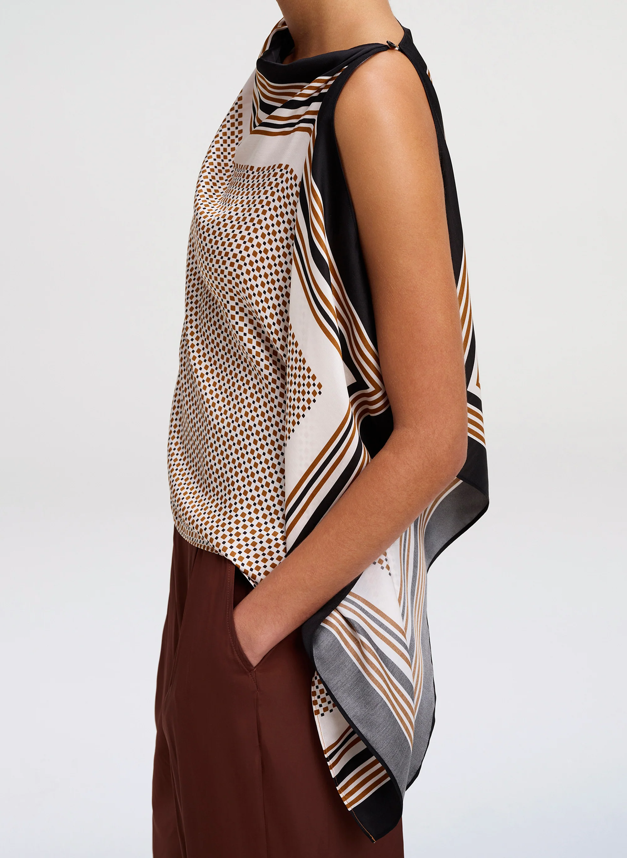Kit Scarf Print Asymmetric Top - Image 3
