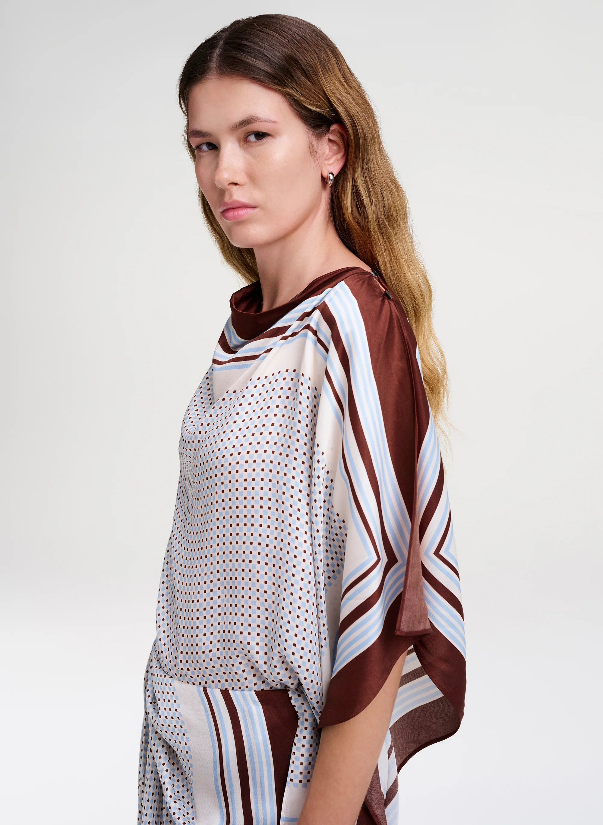 Kit Scarf Print Asymmetric Top - Image 2