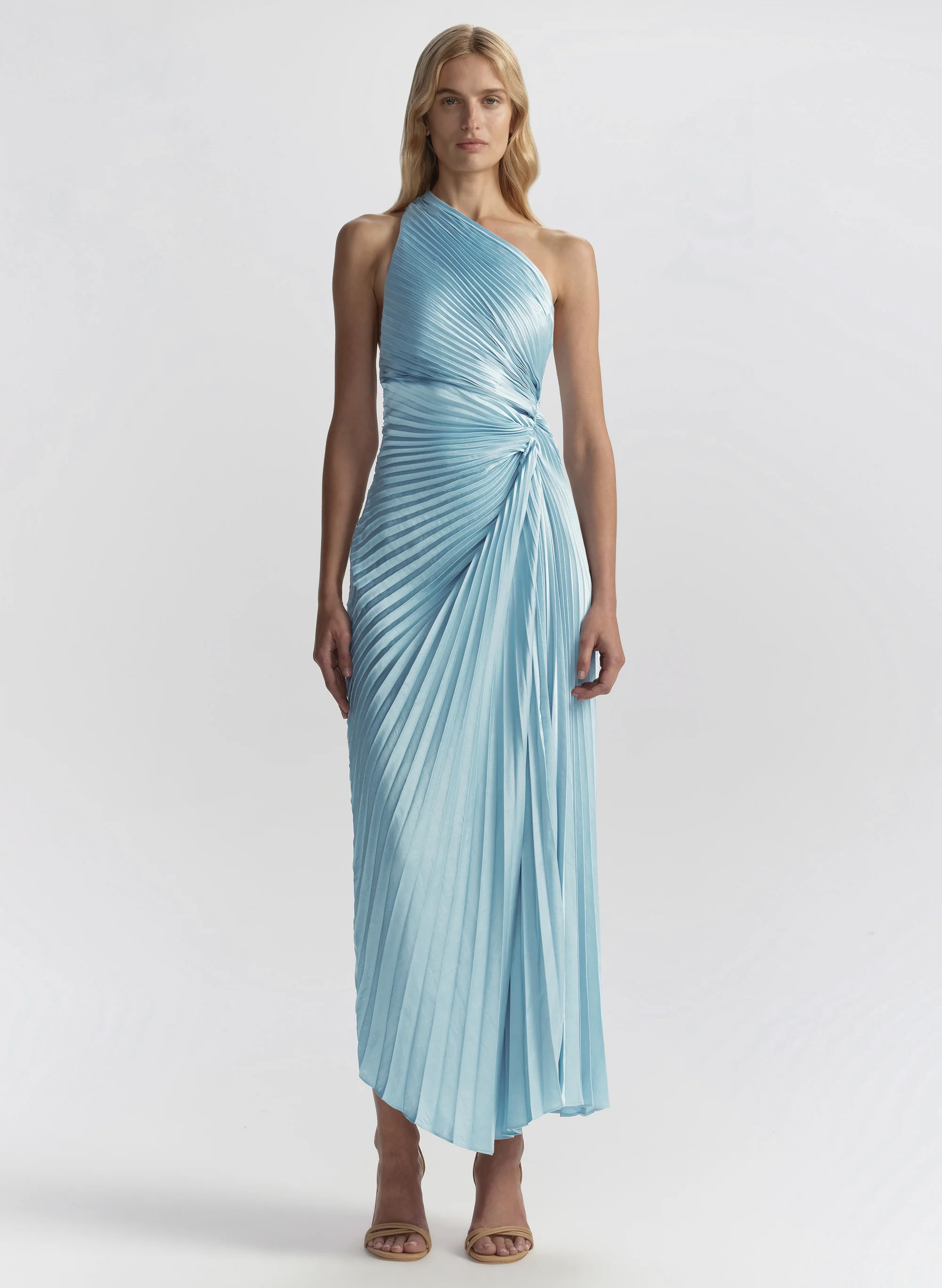 Lara Satin Pleated Midi Dress