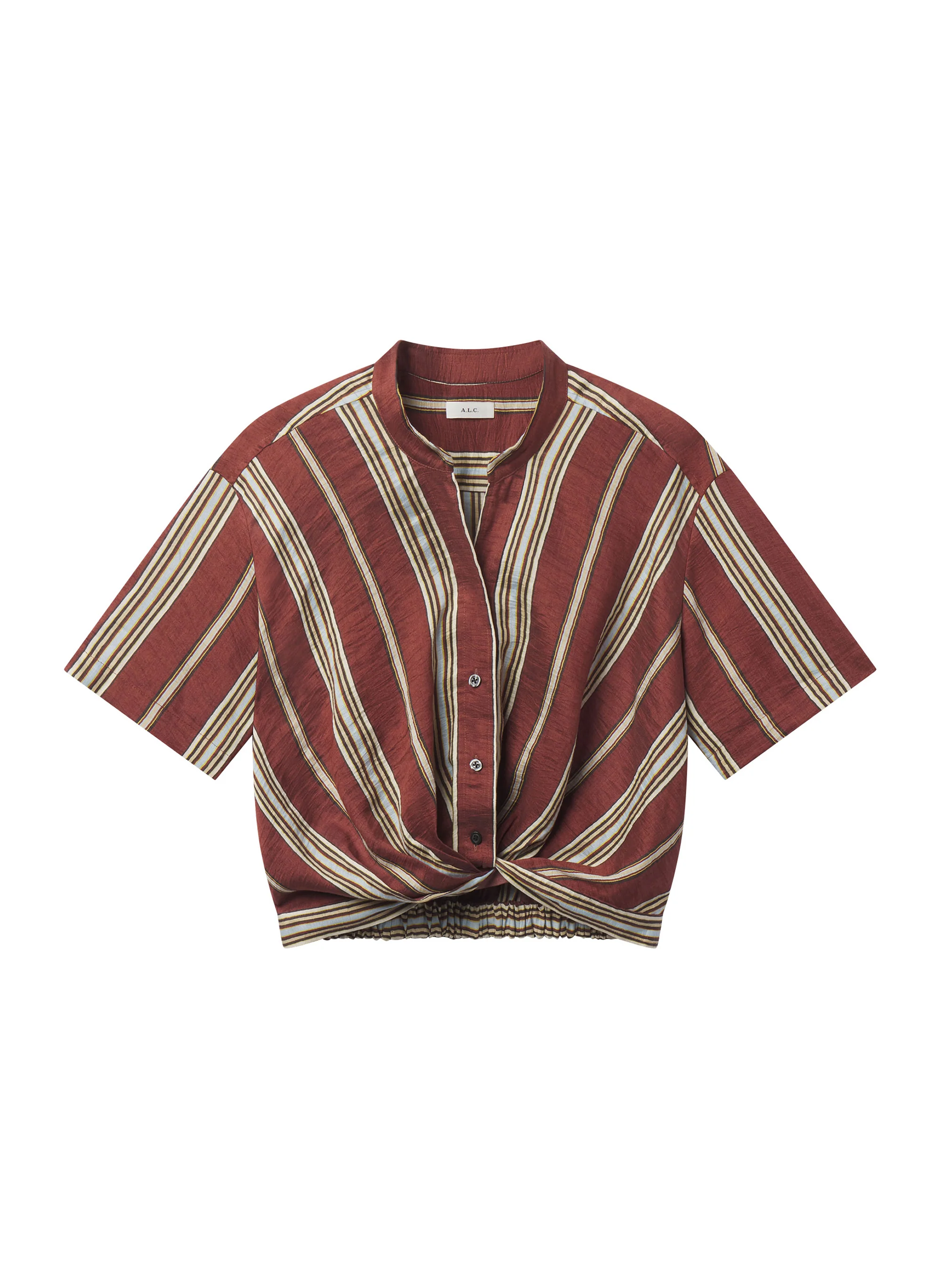 Leonore Short Sleeve Striped Linen Shirt - Image 6