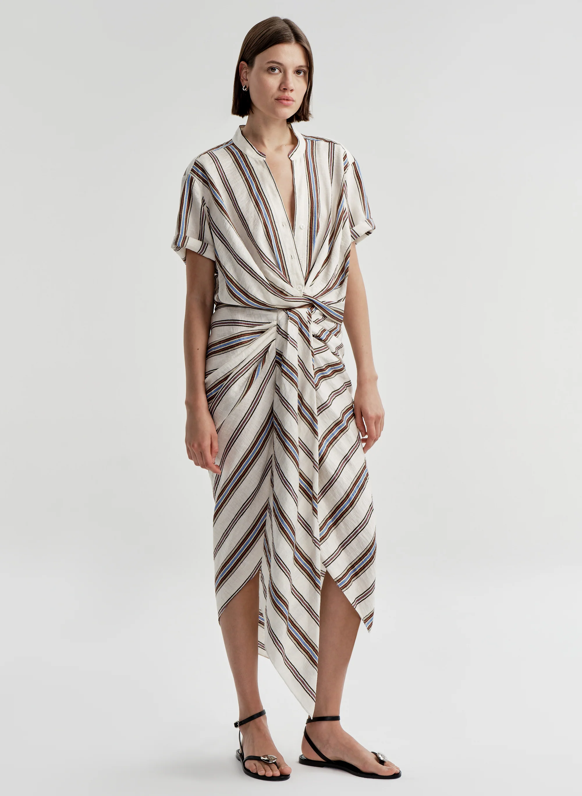 Leonore Short Sleeve Striped Linen Shirt - Image 3