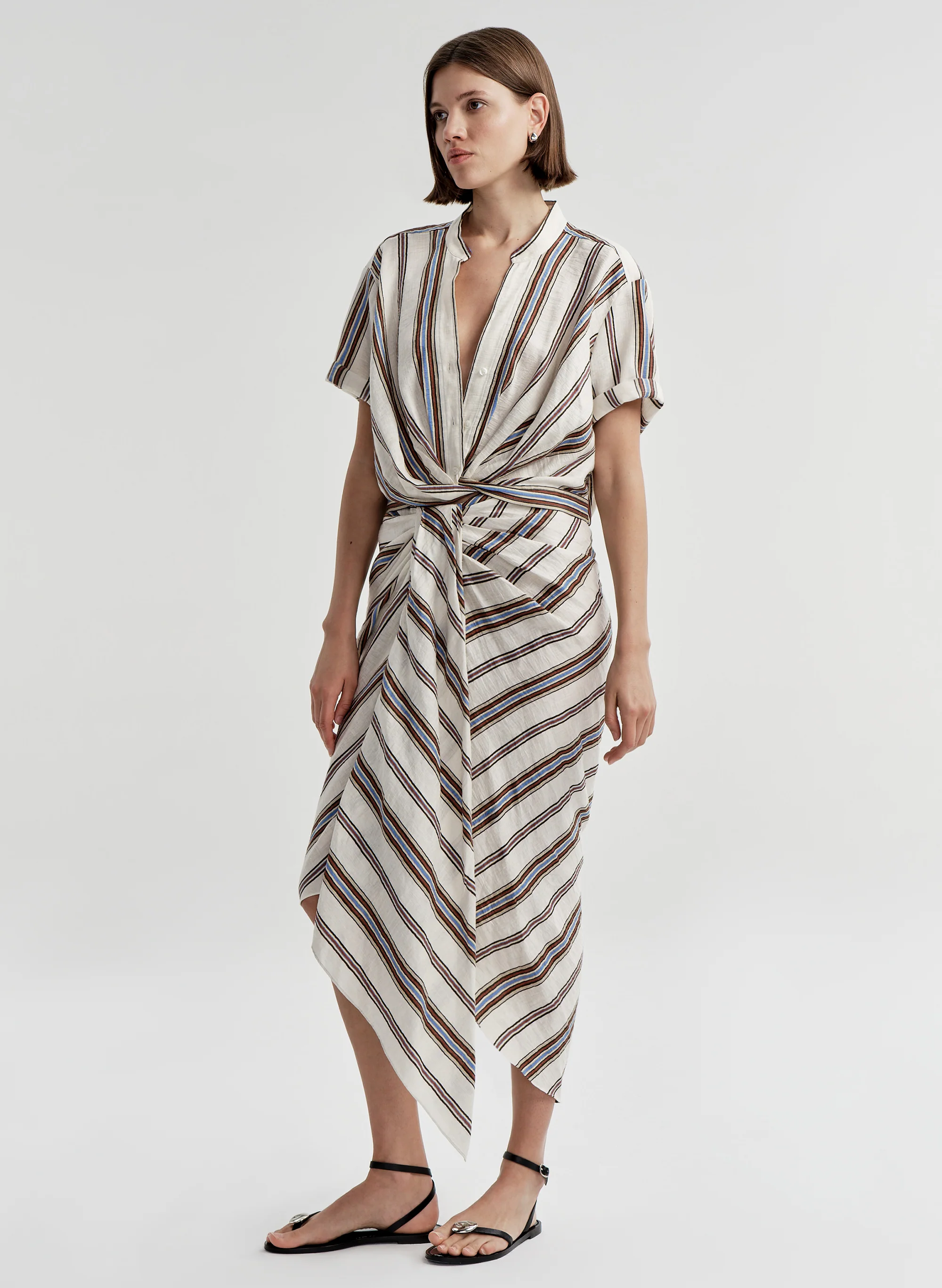 Leonore Short Sleeve Striped Linen Shirt - Image 4