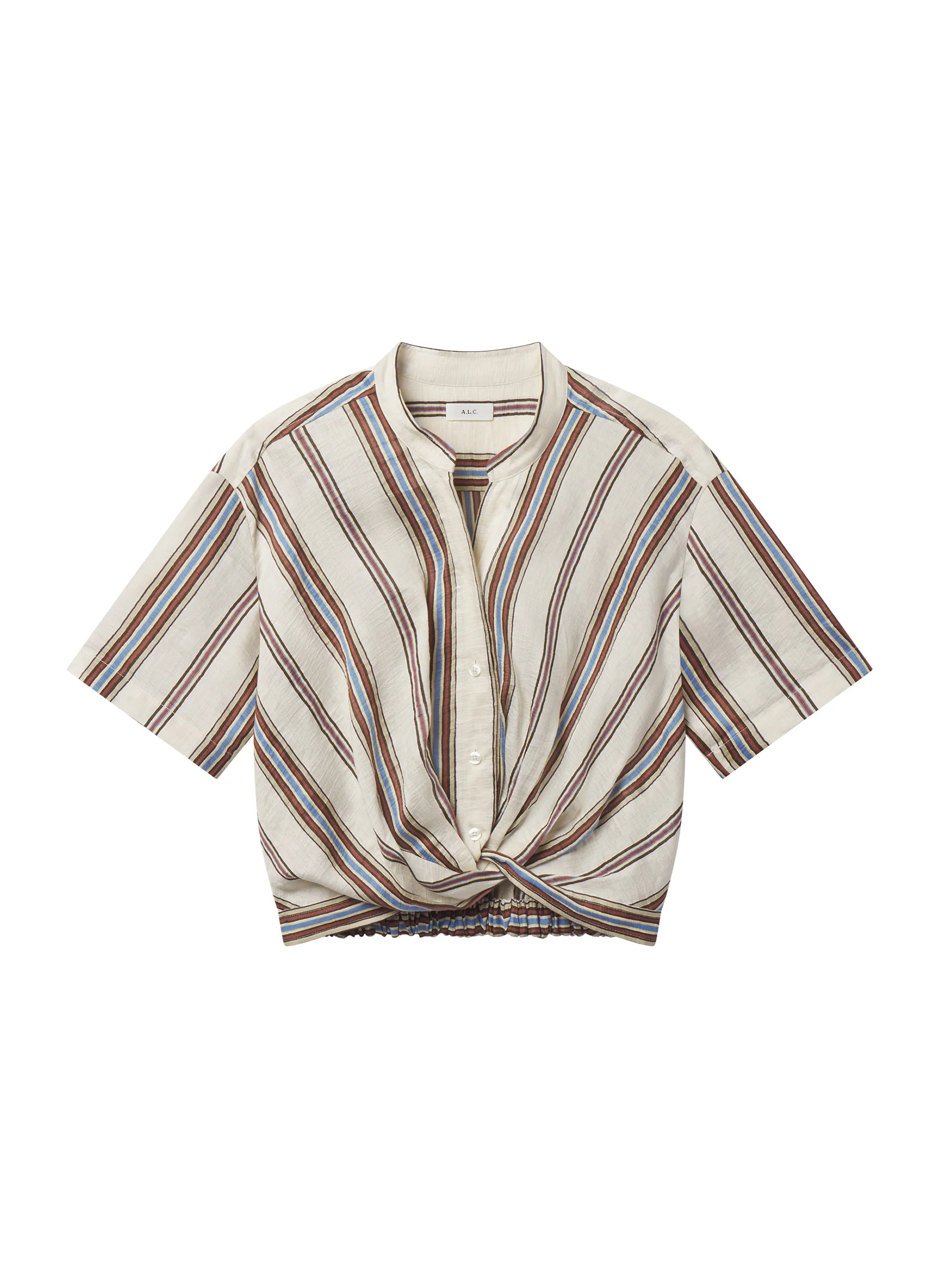 Leonore Short Sleeve Striped Linen Shirt - Image 6