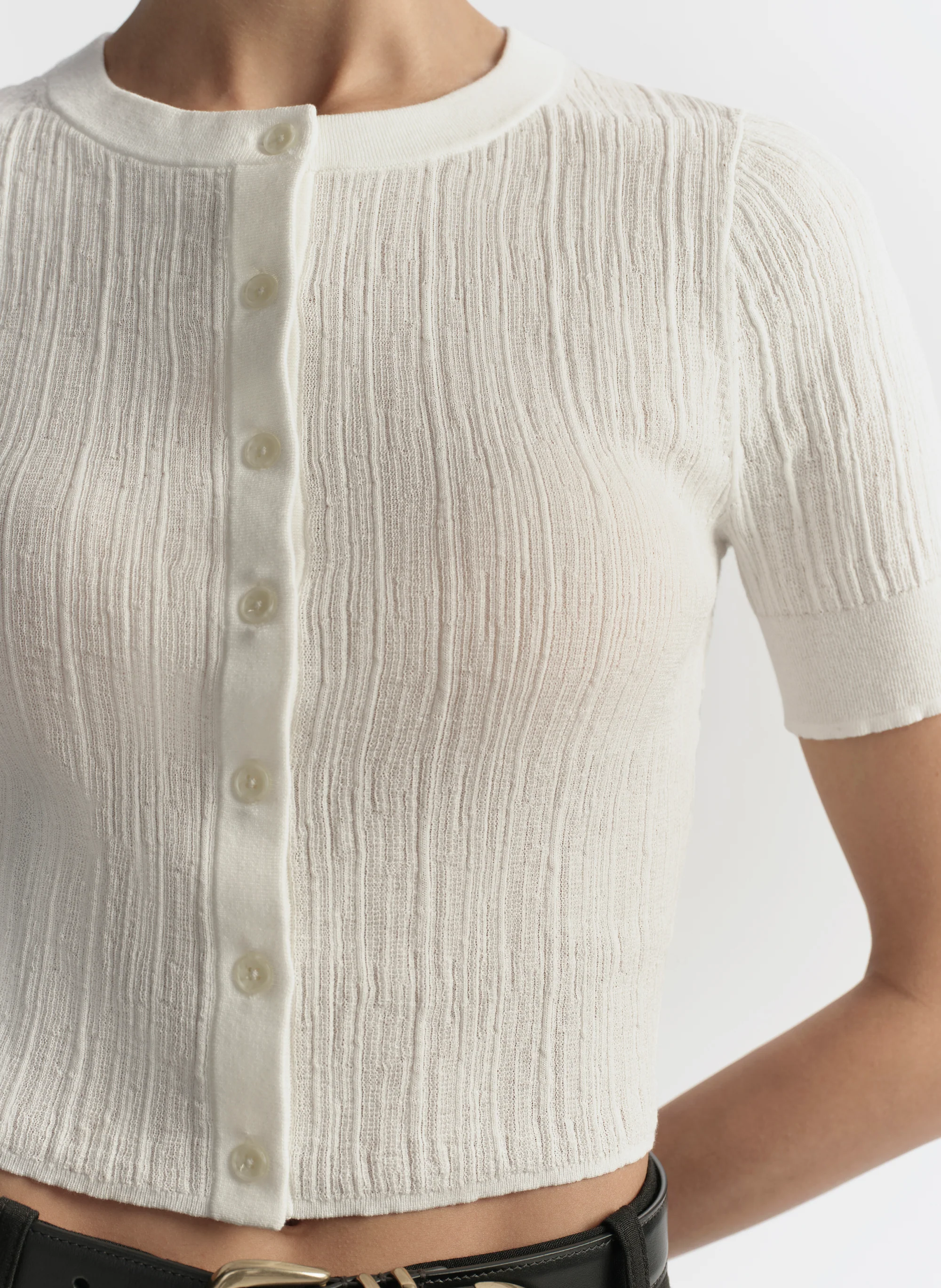 Lottie Fine Cotton Cropped Cardigan - Image 2