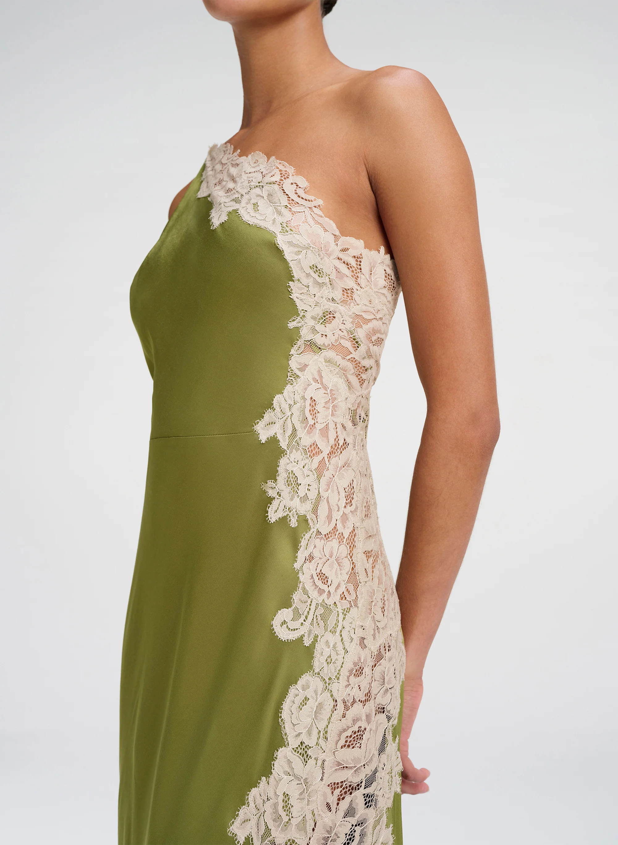 Lou Satin and Lace Midi Dress - Image 3