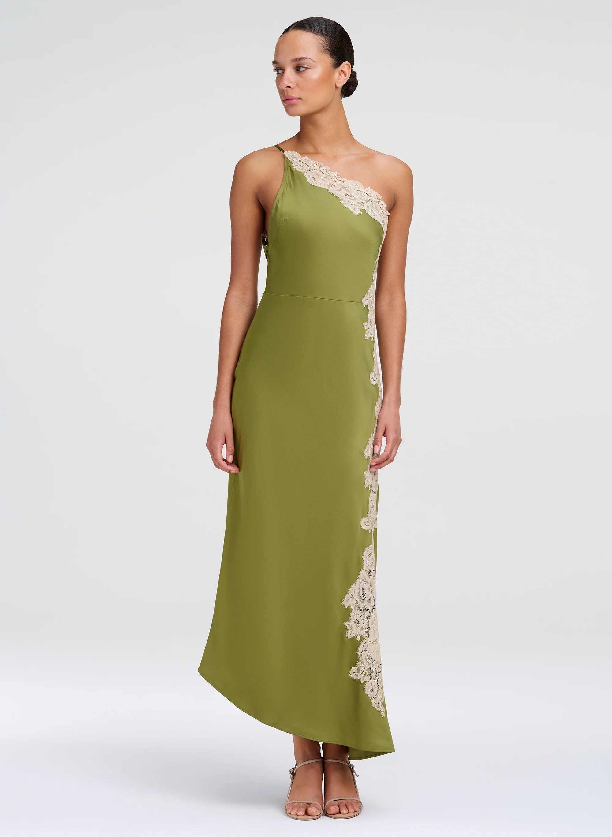 Lou Satin and Lace Midi Dress - Image 4