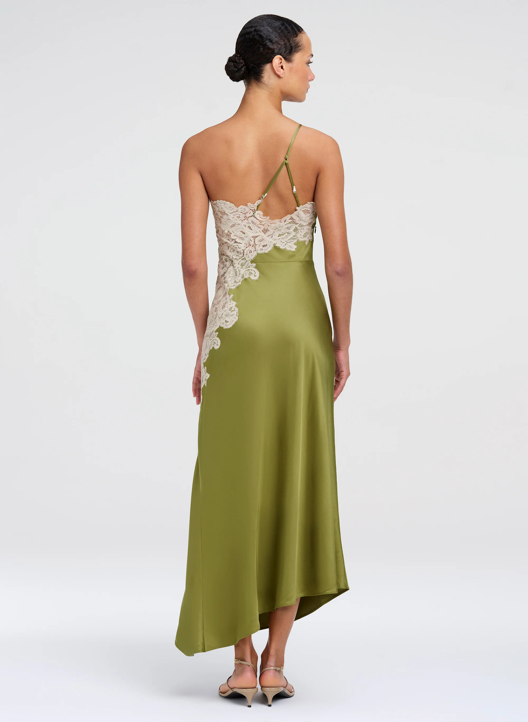 Lou Satin and Lace Midi Dress - Image 5