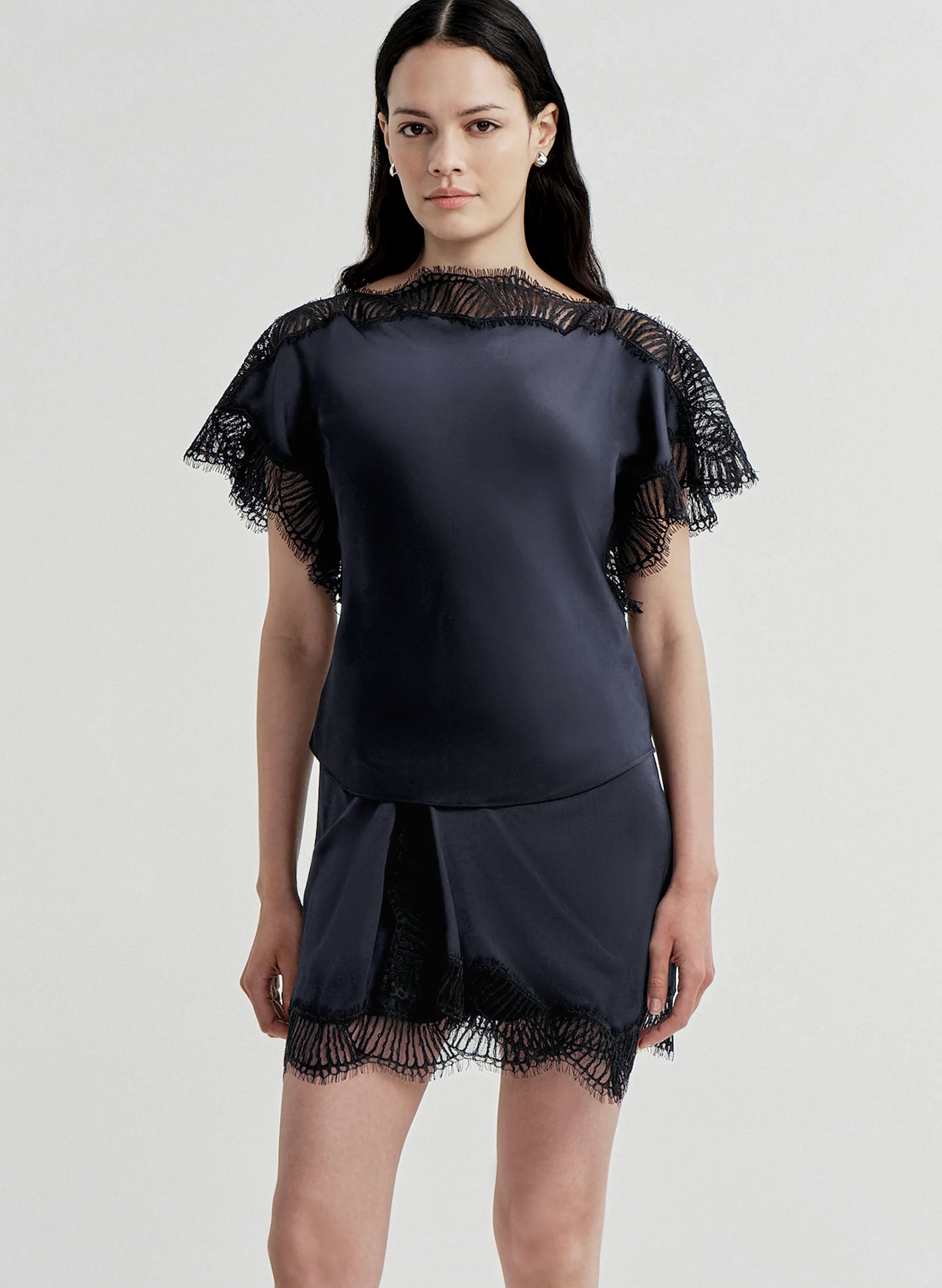 Luna Satin and Lace Top