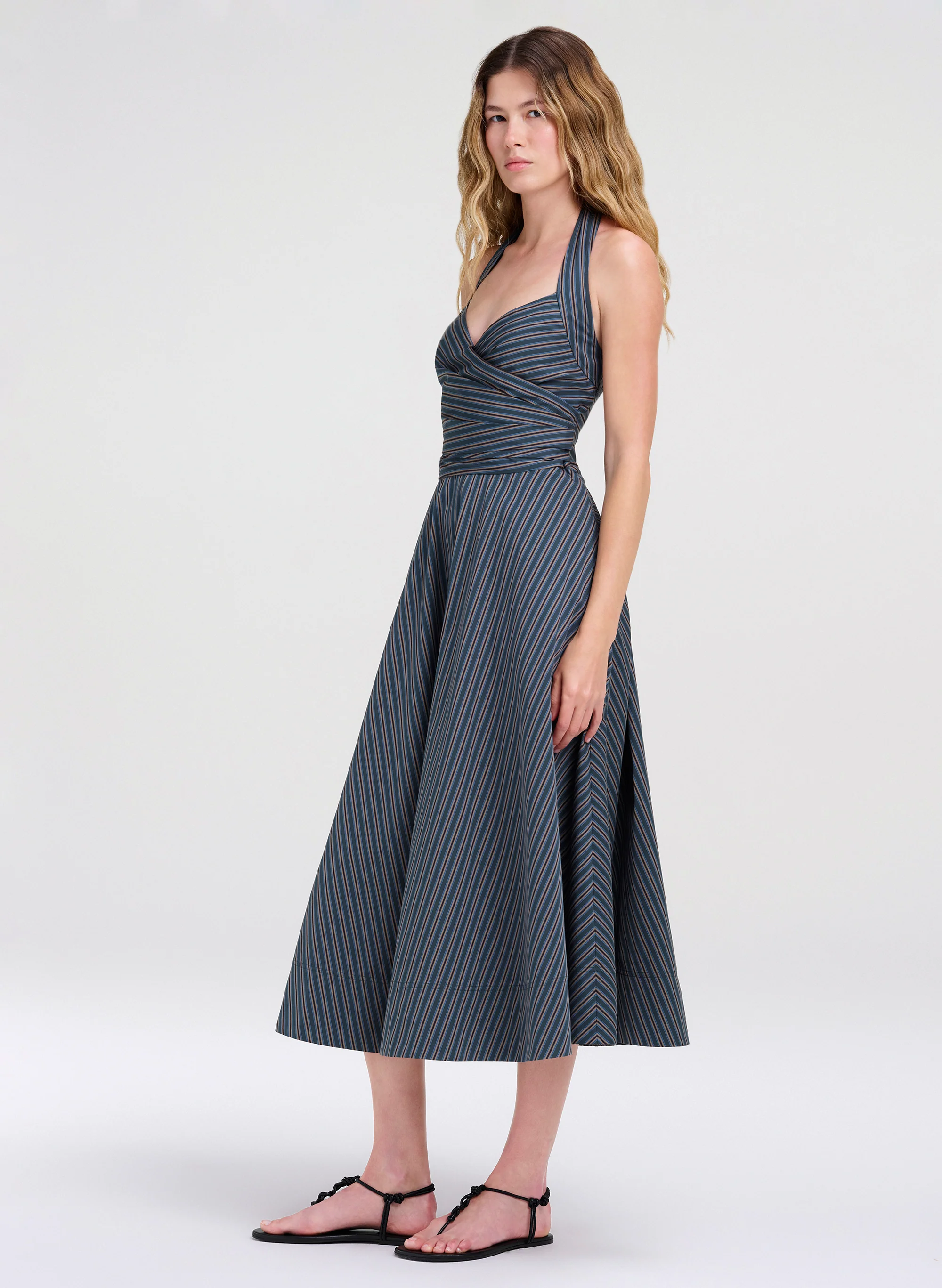 Magnolia Striped Cotton Midi Dress - Image 3