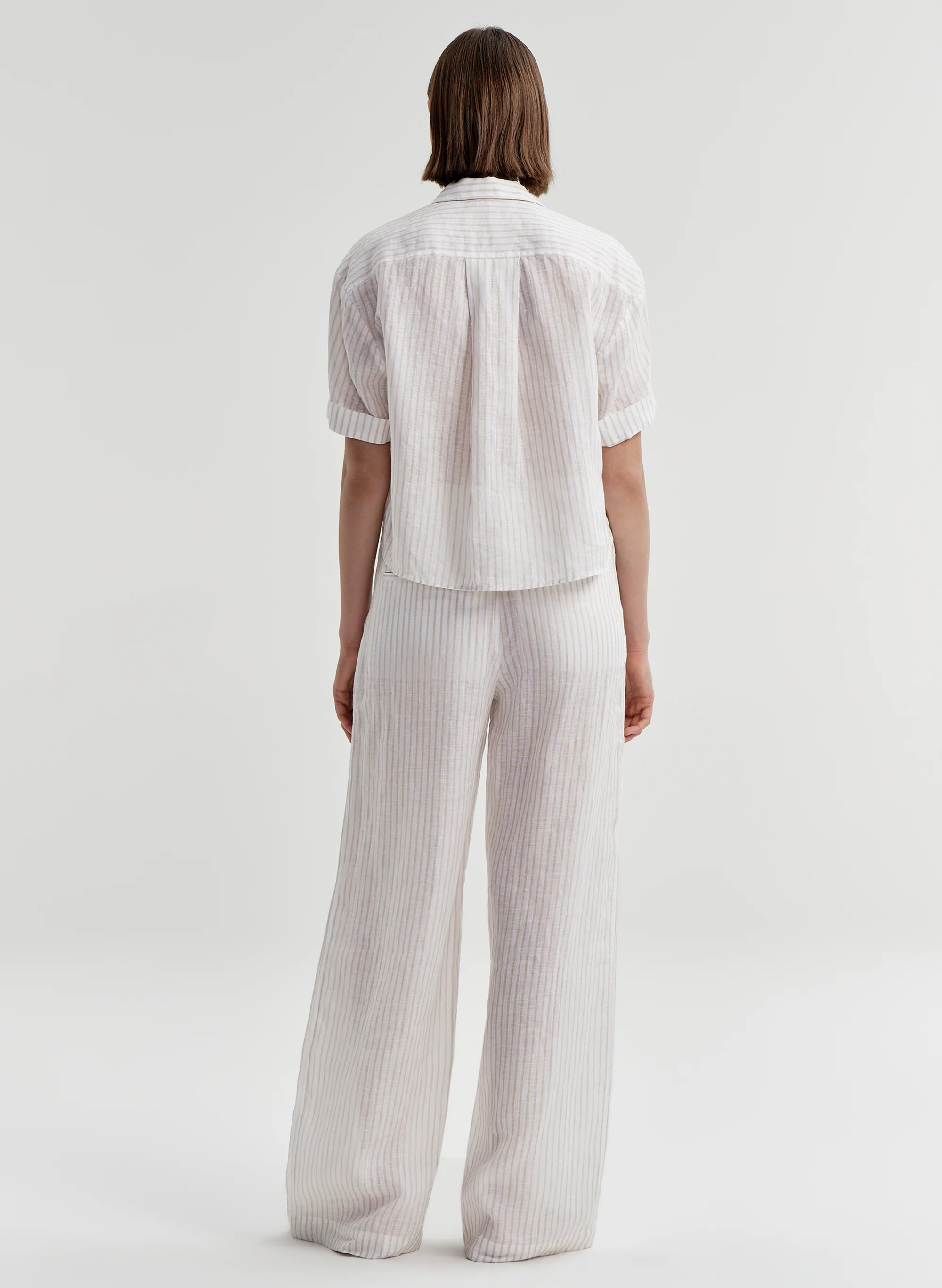 Mel Short Sleeve Linen Striped Shirt - Image 6
