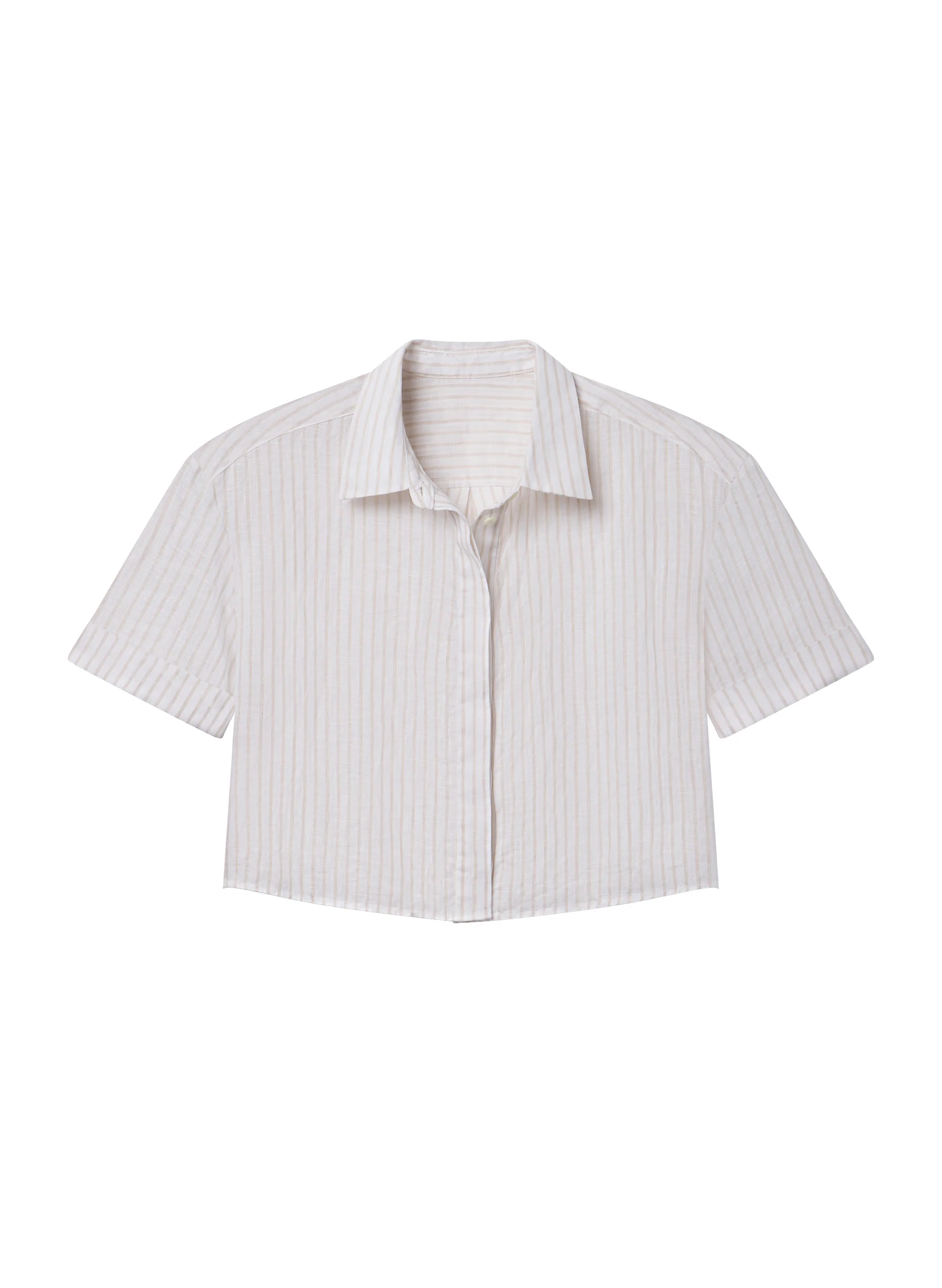 Mel Short Sleeve Linen Striped Shirt - Image 7