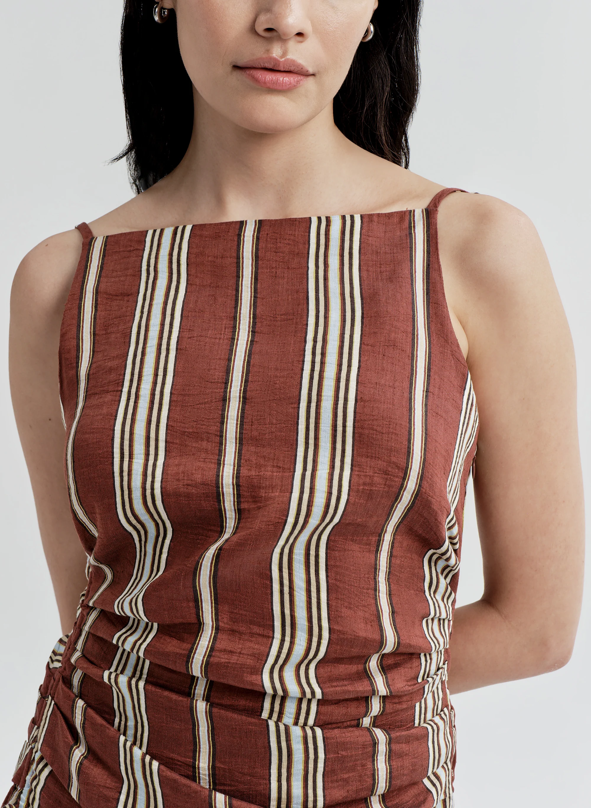 Naomi Striped Linen Midi Dress - Image 3