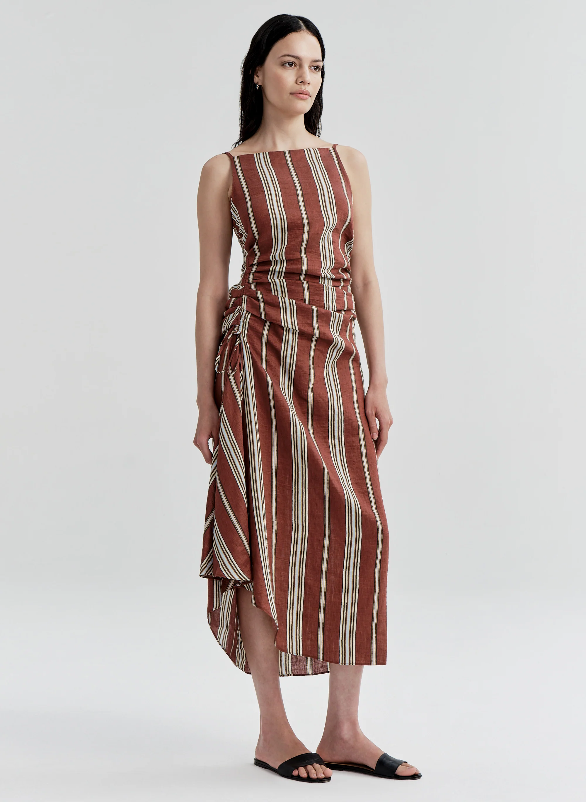 Naomi Striped Linen Midi Dress - Image 4
