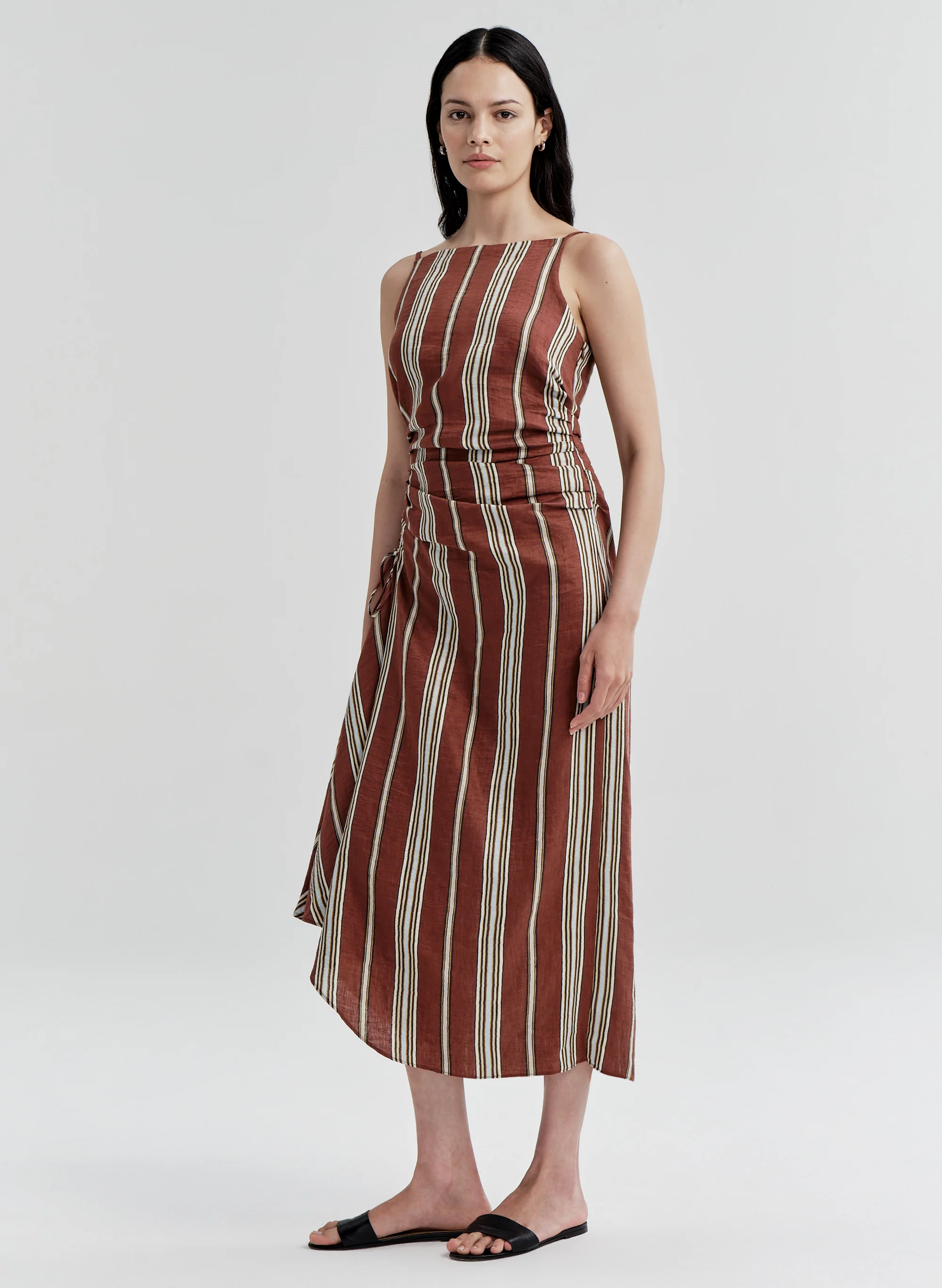 Naomi Striped Linen Midi Dress - Image 5