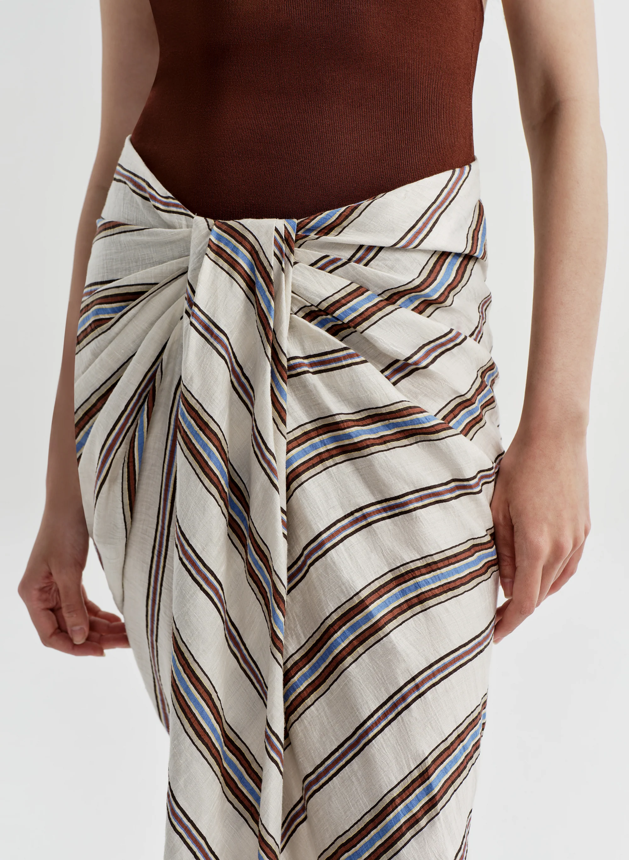 Rhodes Striped Linen Midi Skirt - Image 3