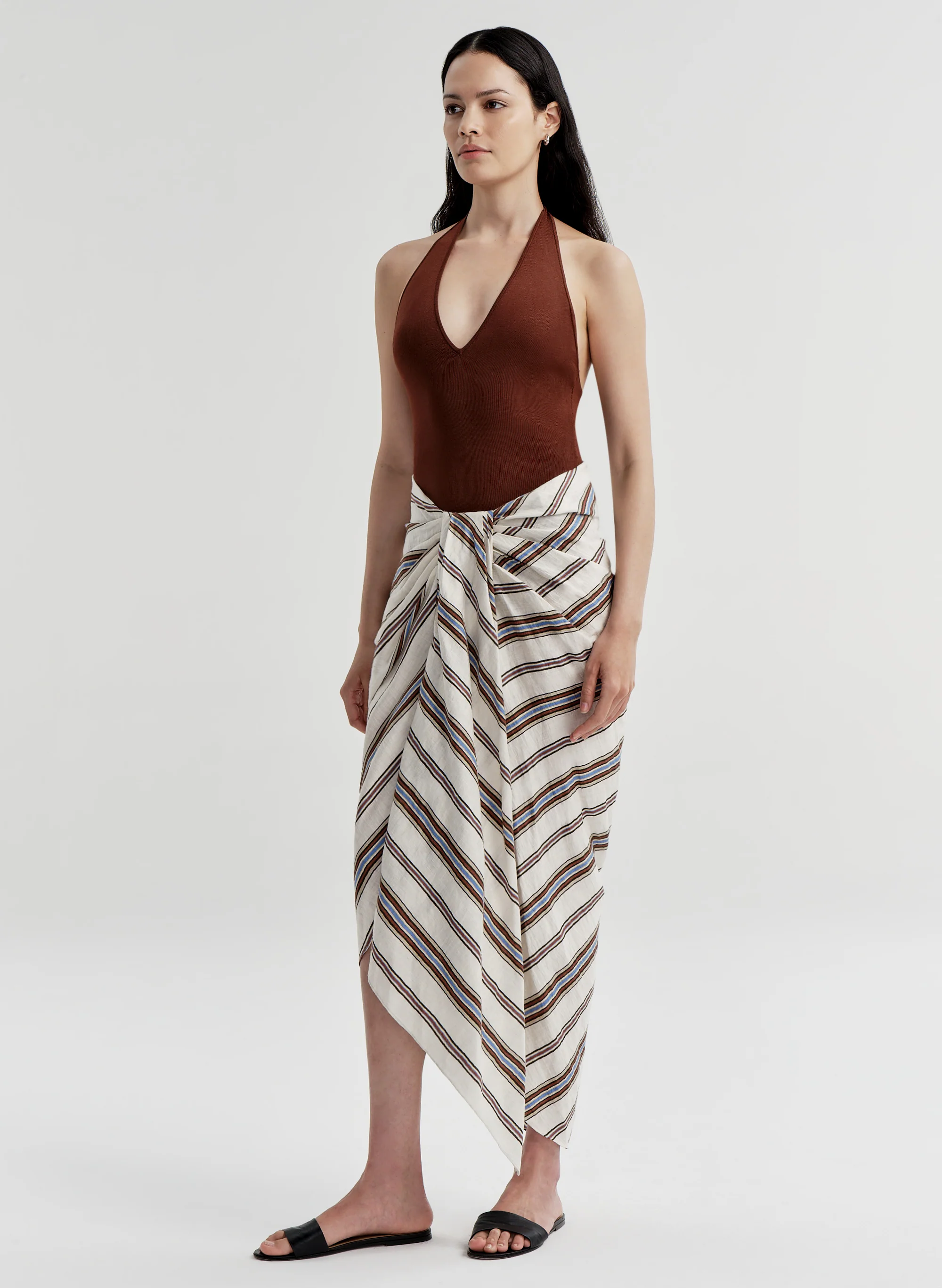 Rhodes Striped Linen Midi Skirt - Image 5