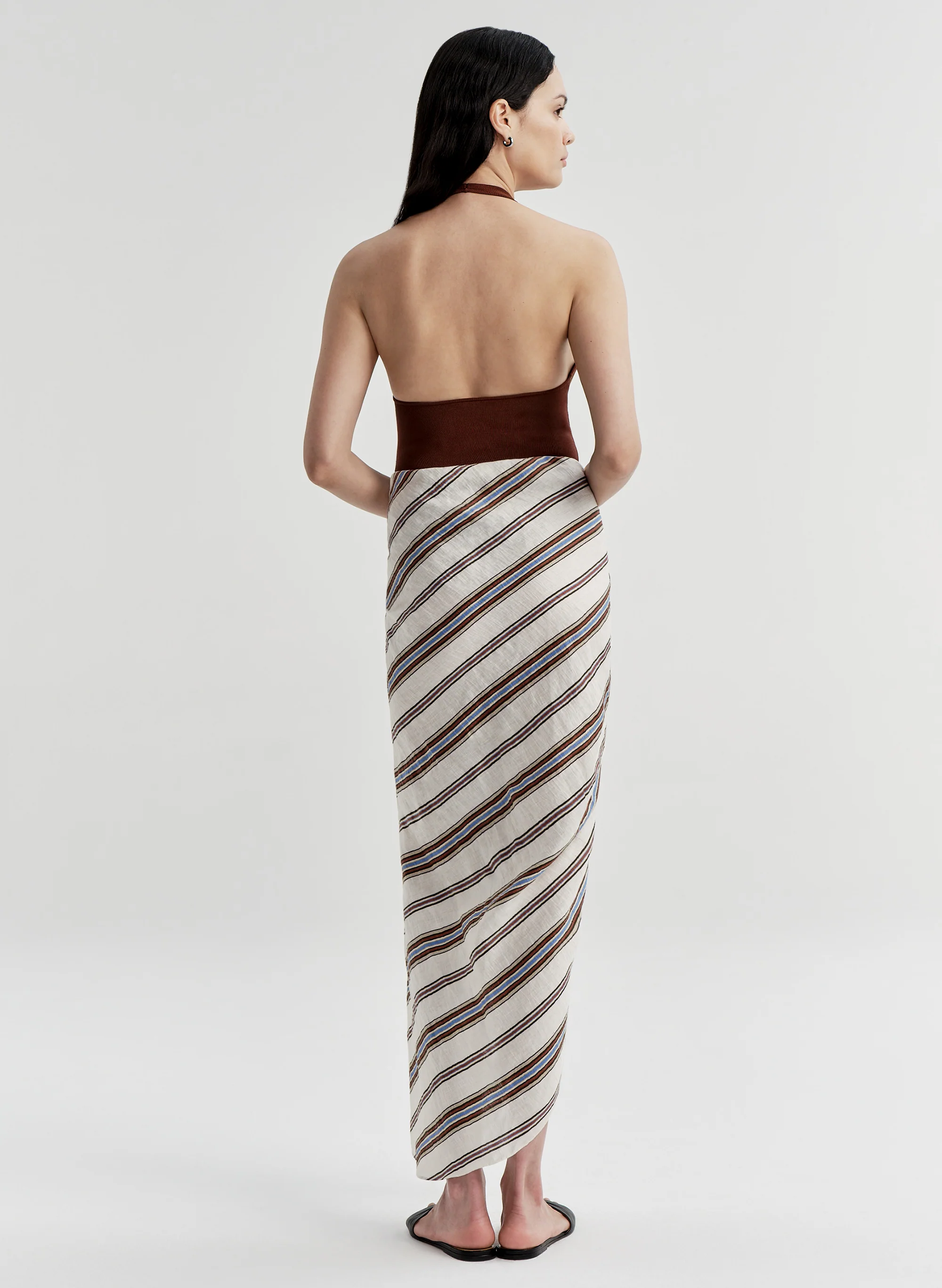 Rhodes Striped Linen Midi Skirt - Image 6