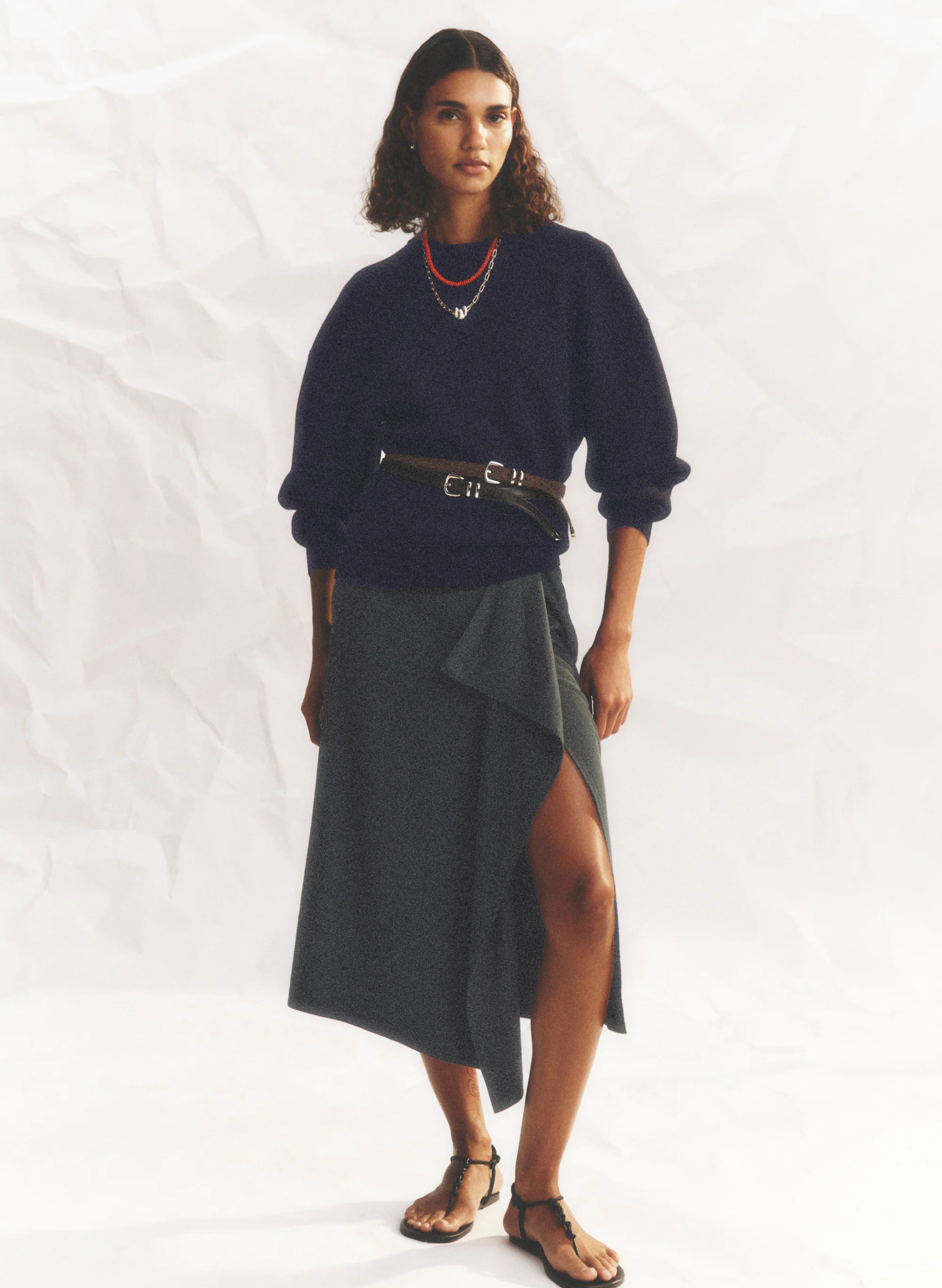 Seraphina Stretch Linen Midi Skirt