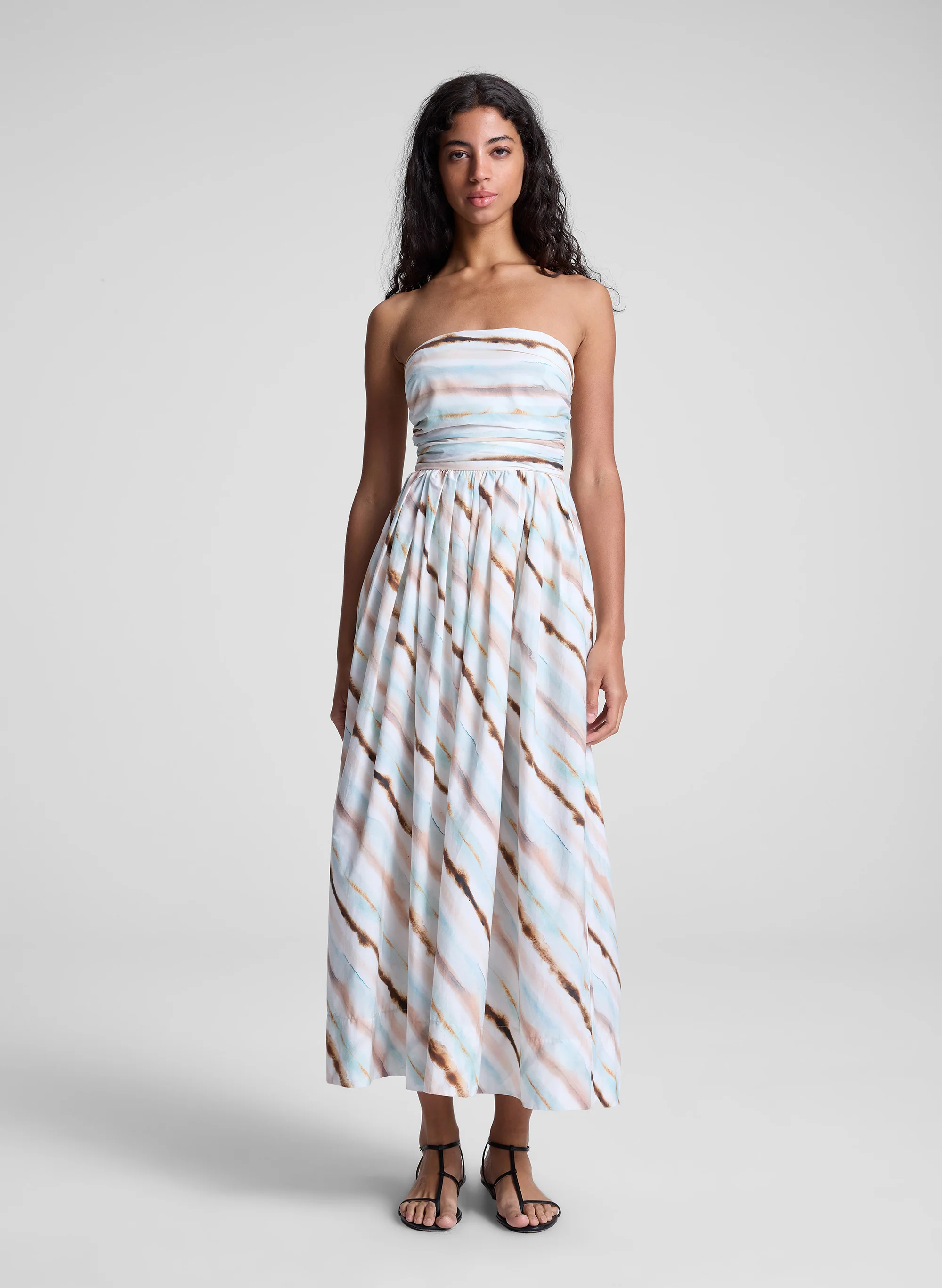 Tara Striped Strapless Midi Dress - Image 3