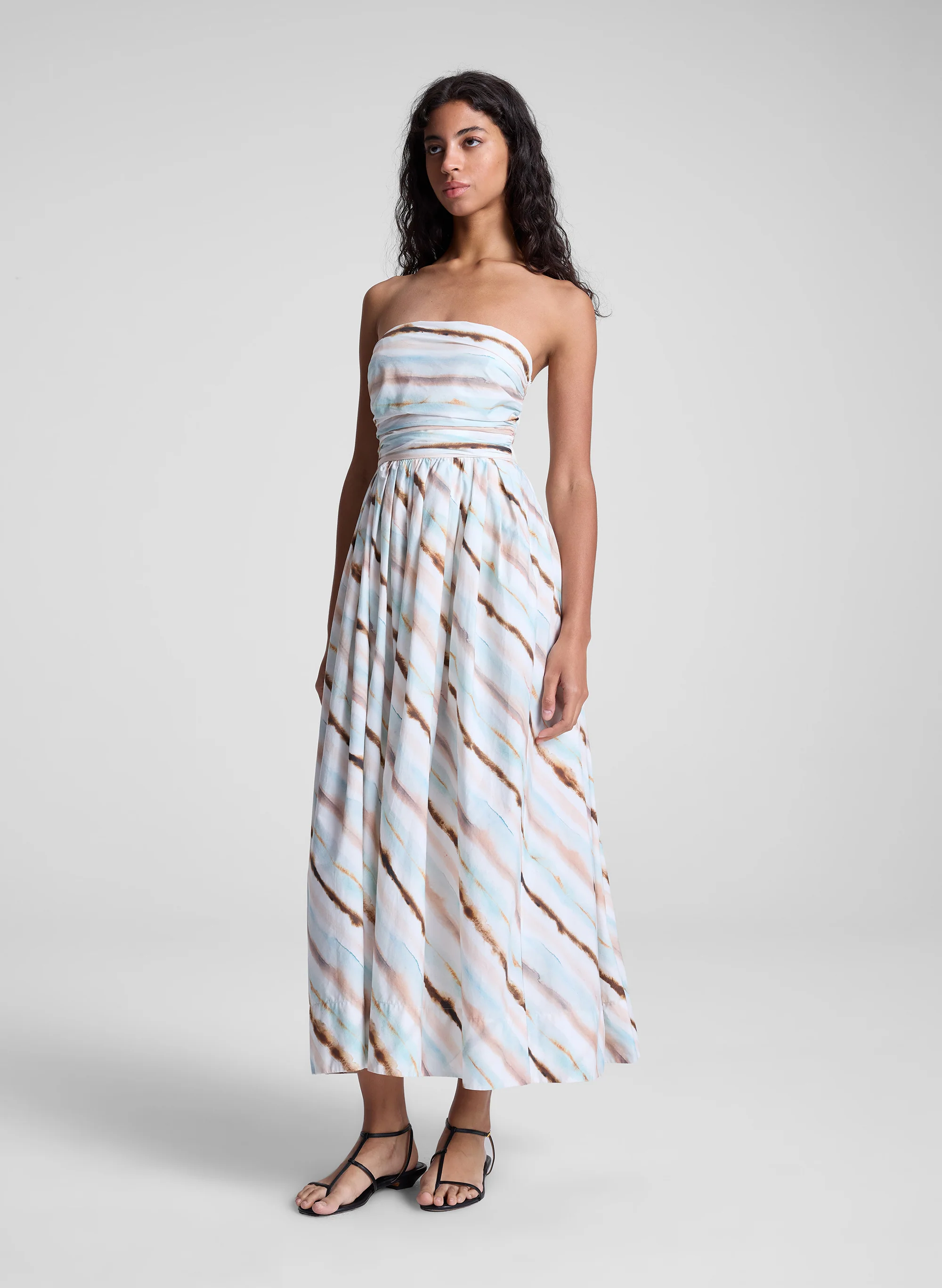 Tara Striped Strapless Midi Dress - Image 4