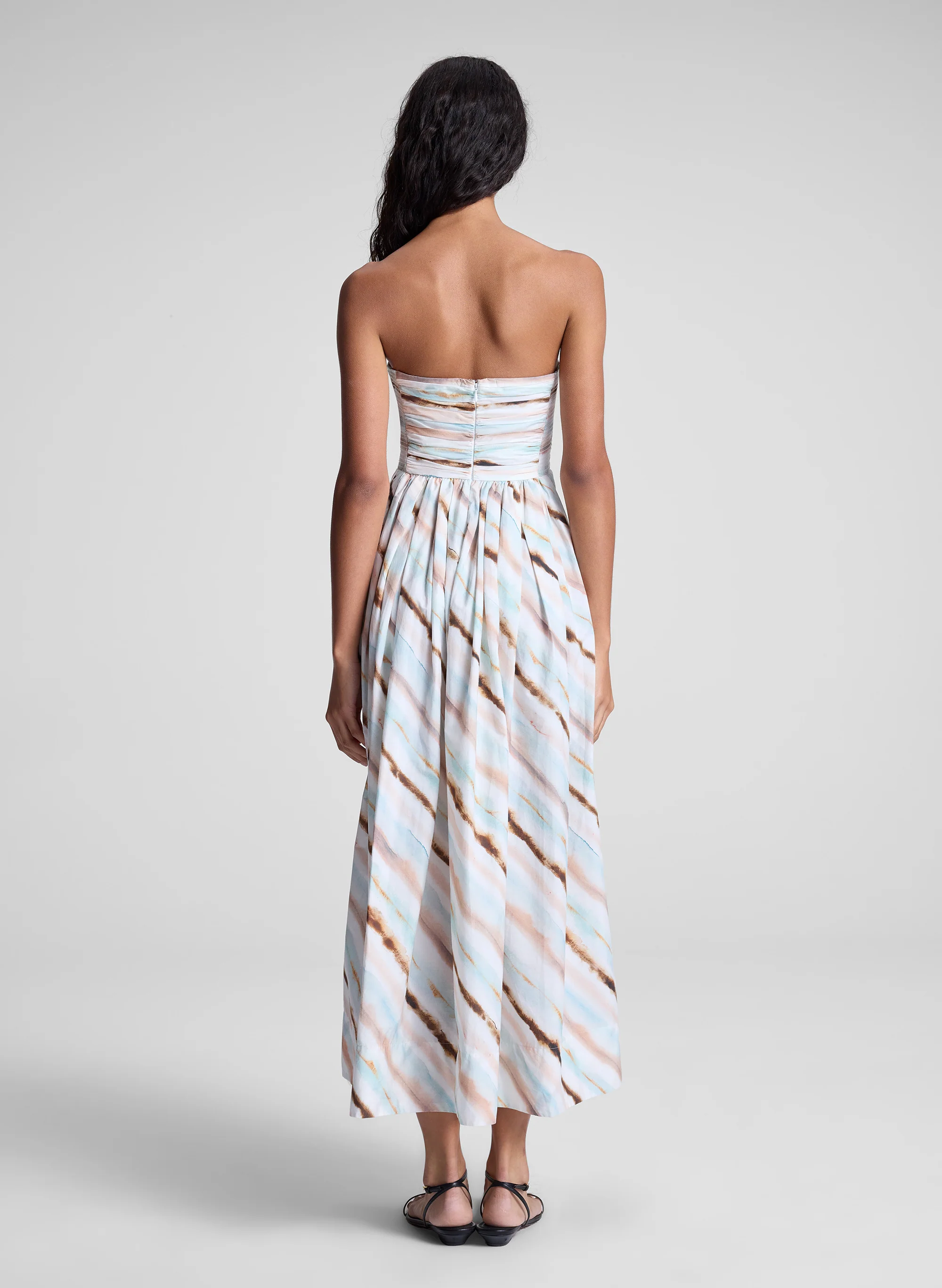 Tara Striped Strapless Midi Dress - Image 5