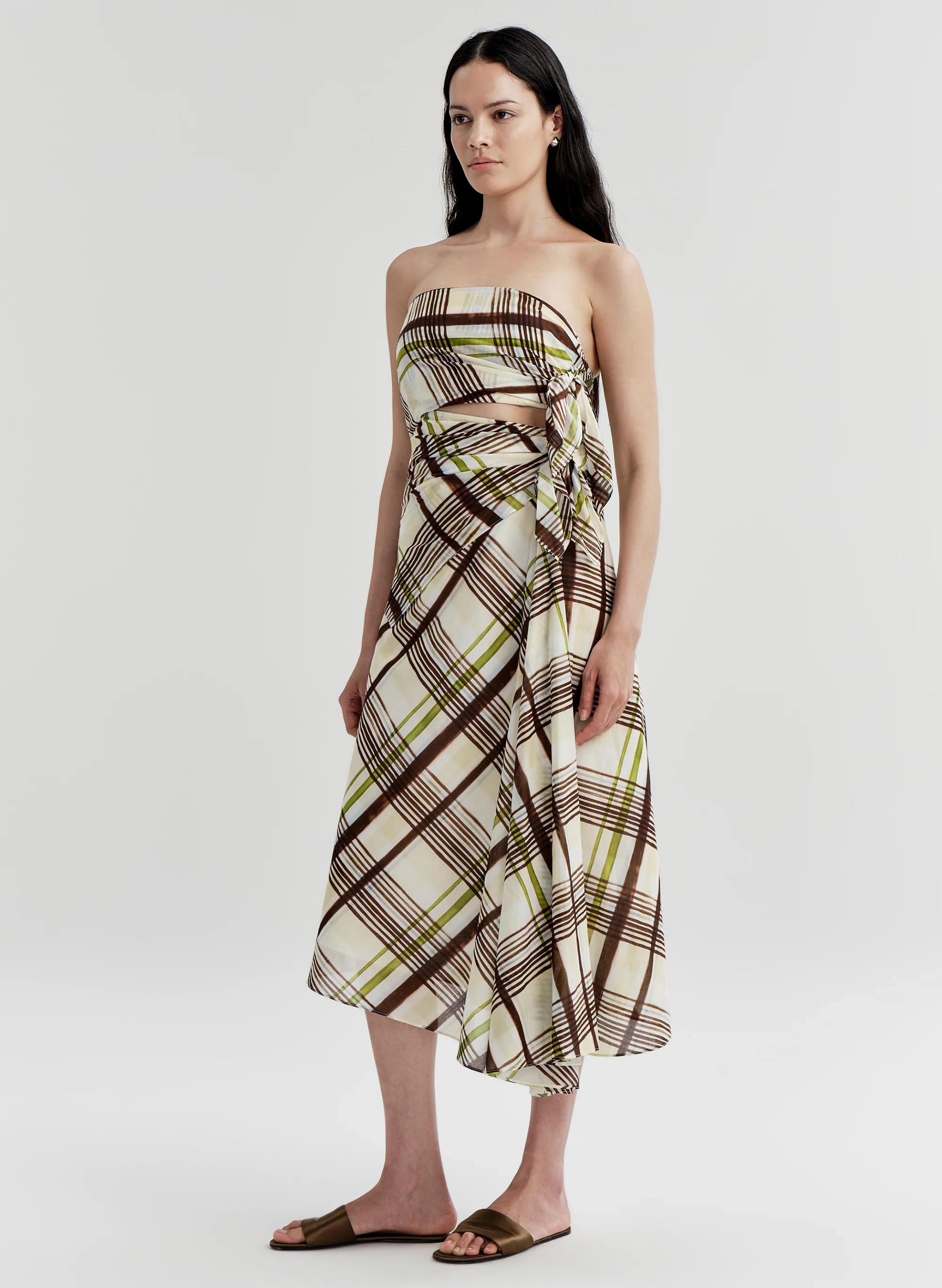 Tessa Plaid Cotton Midi Dress - Image 4